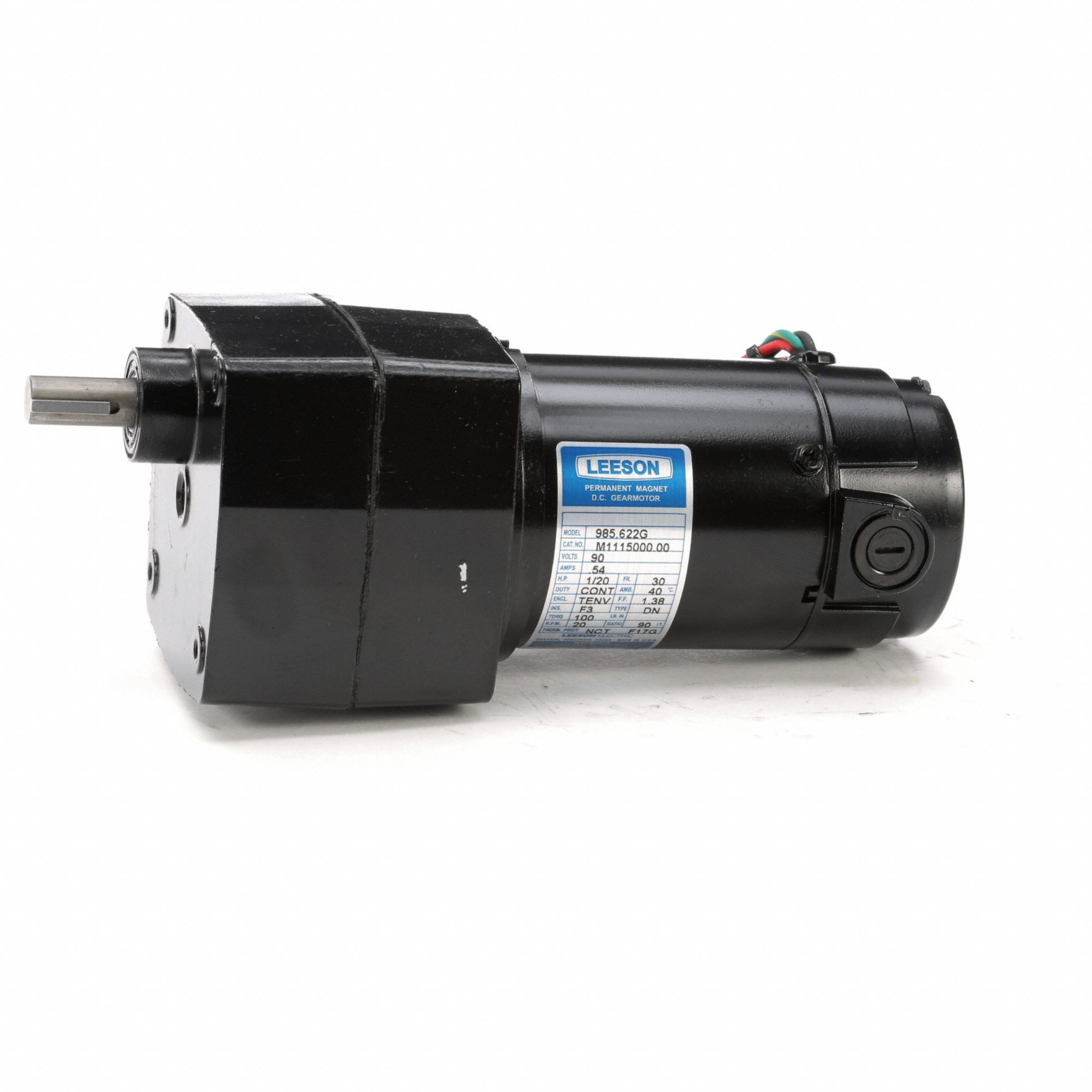 Parallel Shaft Gearmotors: Parallel, 90V DC, TENV, 20 RPM, 100 in-lb Max Torque, 90:1, 0.54 A