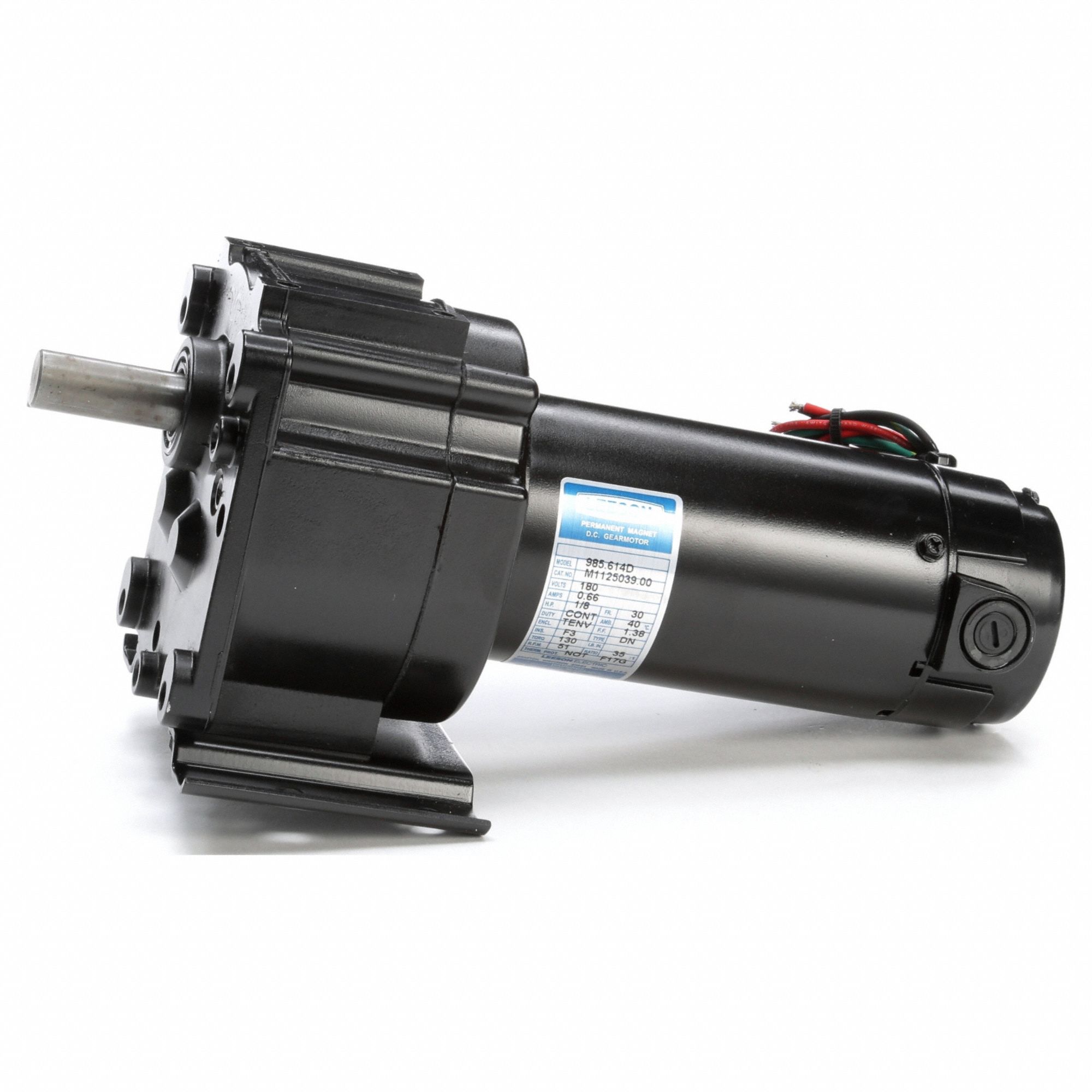 Parallel Shaft Gearmotors: Parallel, 180V DC, TENV, 51 RPM, 130 in-lb Max Torque, 35:1