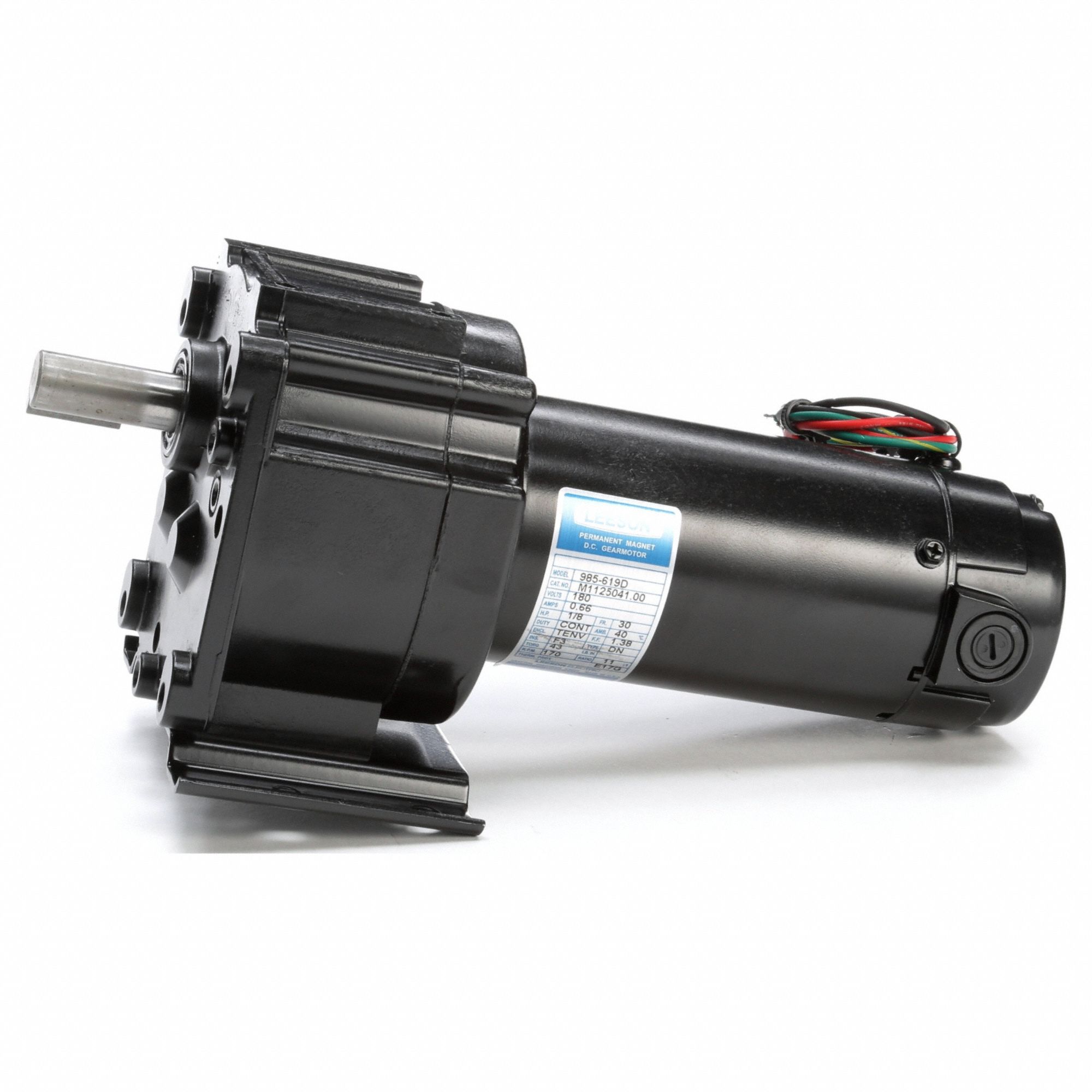 Parallel Shaft Gearmotors: Parallel, 180V DC, TENV, 170 RPM, 43 in-lb Max Torque, 10:1