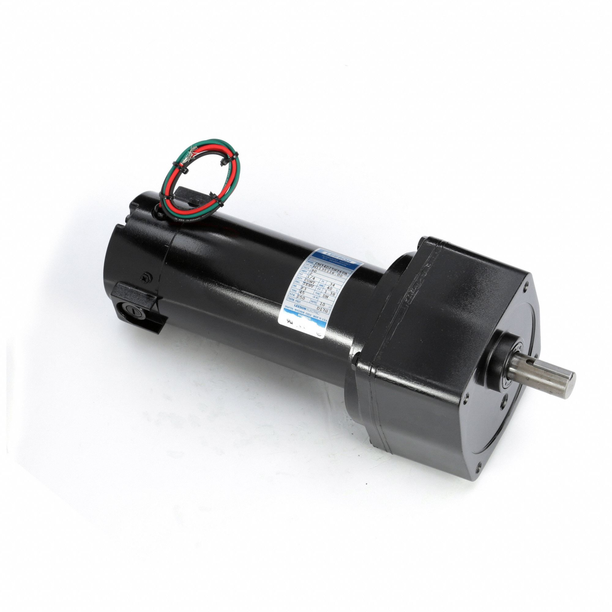 Parallel Shaft Gearmotors: Parallel, 90V DC, TENV, 250 RPM, 45 in-lb Max Torque, 10:1, 2 A