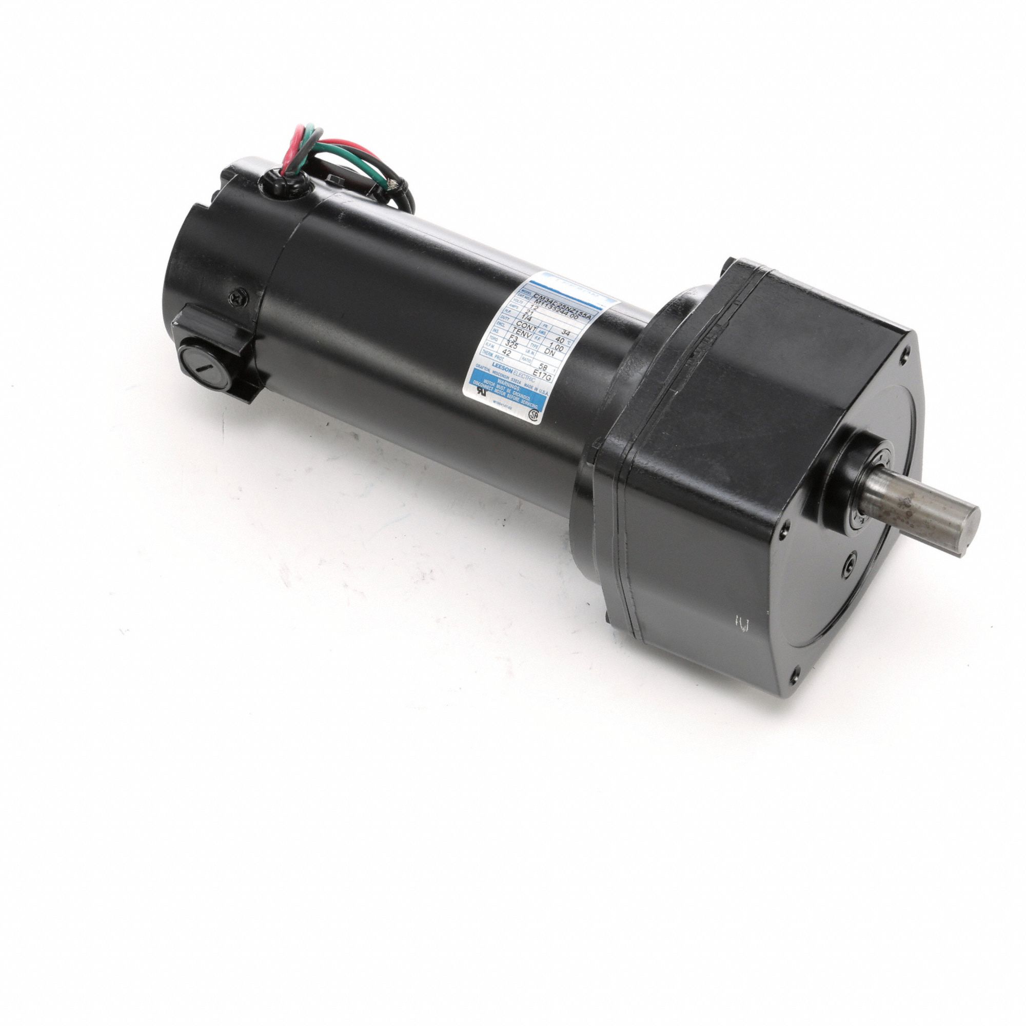 Parallel Shaft Gearmotors: Parallel, 12V DC, TENV, 42 RPM, 325 in-lb Max Torque, 58:1, 21 A