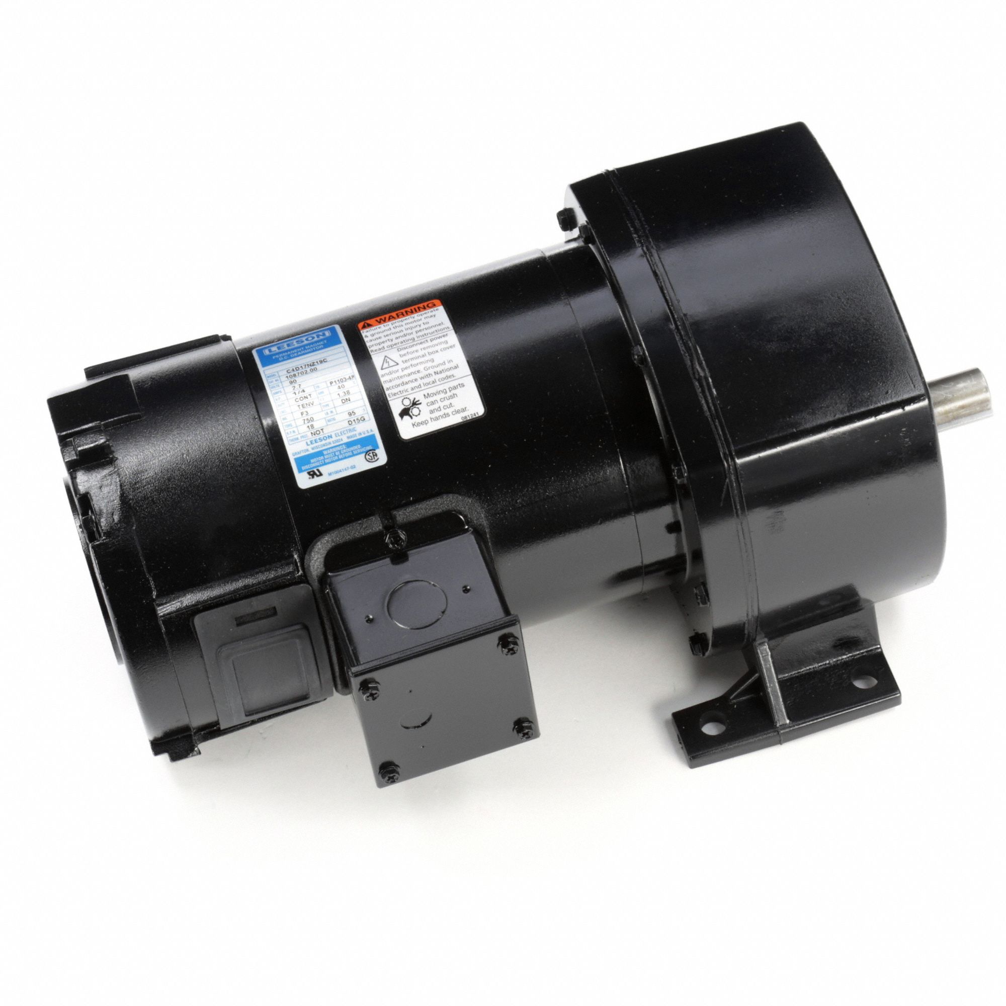 Parallel Shaft Gearmotors: Parallel, 90V DC, TENV, 18 RPM, 750 in-lb Max Torque, 95:1, 2.7 A