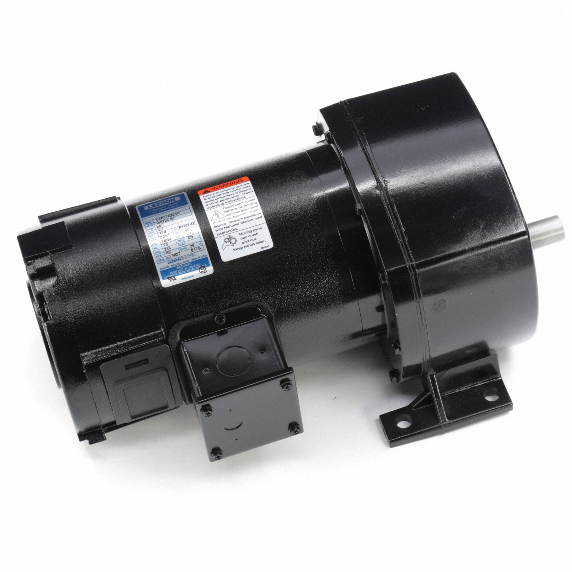 Parallel Shaft Gearmotors: Parallel, 90V DC, TENV, 60 RPM, 238 in-lb Max Torque, 29:1, 2.7 A