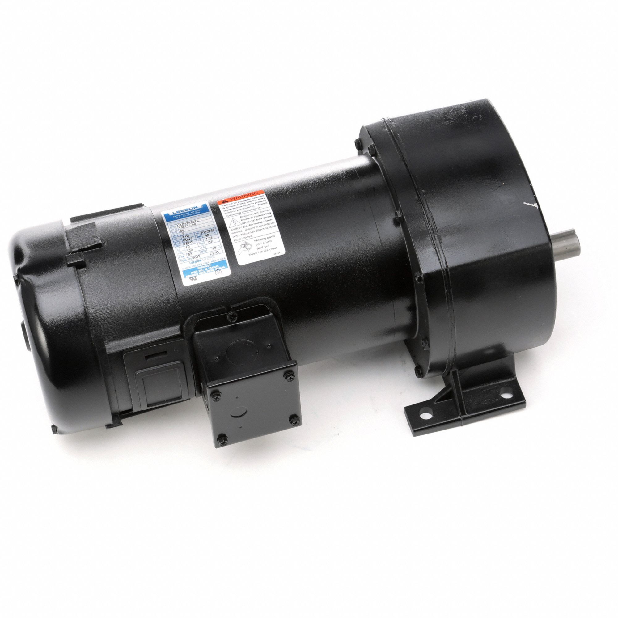 Parallel Shaft Gearmotors: Parallel, 90V DC, TEFC, 92 RPM, 320 in-lb Max Torque, 19:1, 5 A