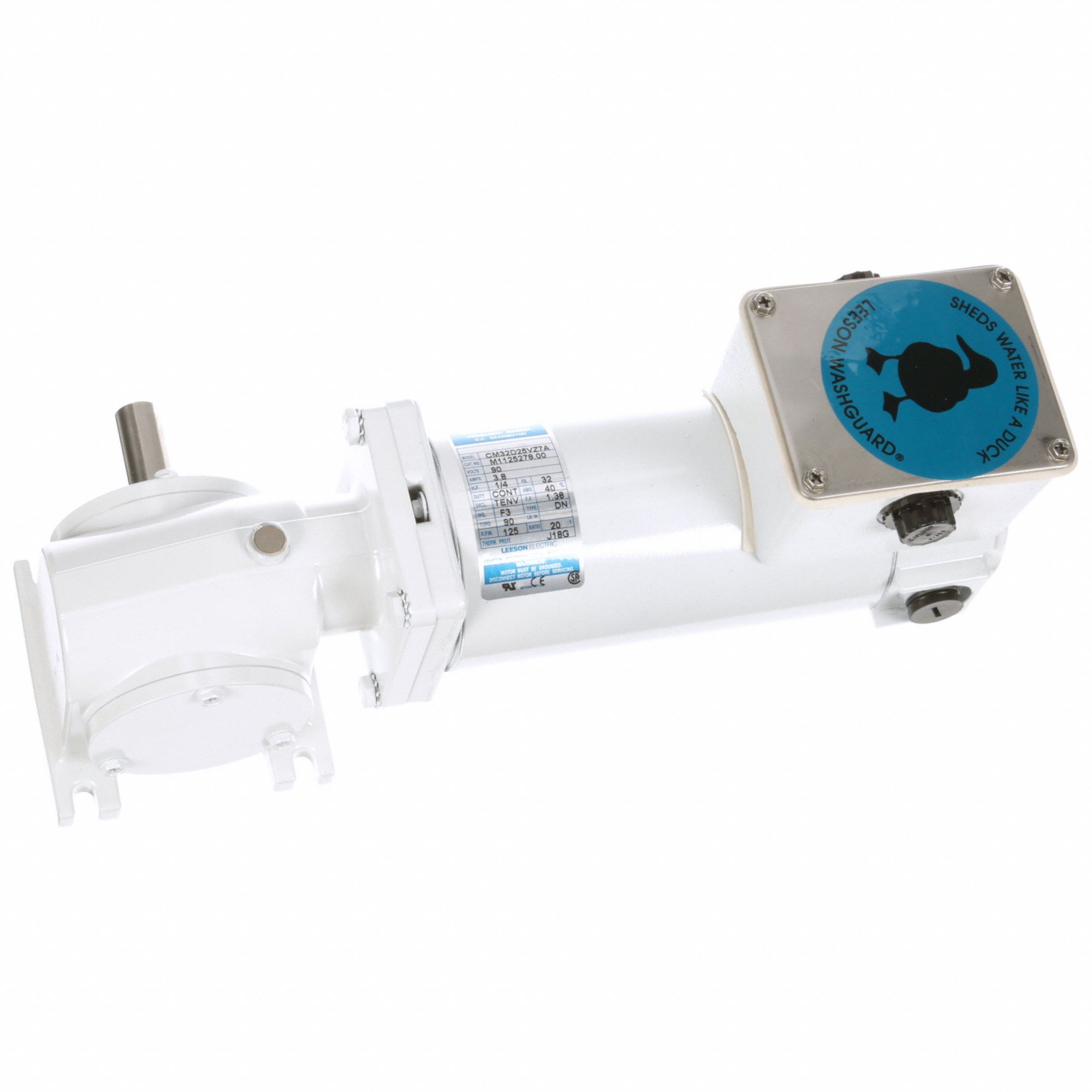 Right Angle Gearmotors: Right Angle, 90V DC, TENV, 125 RPM, 90 in-lb Max Torque, 20:1, 3.8 A