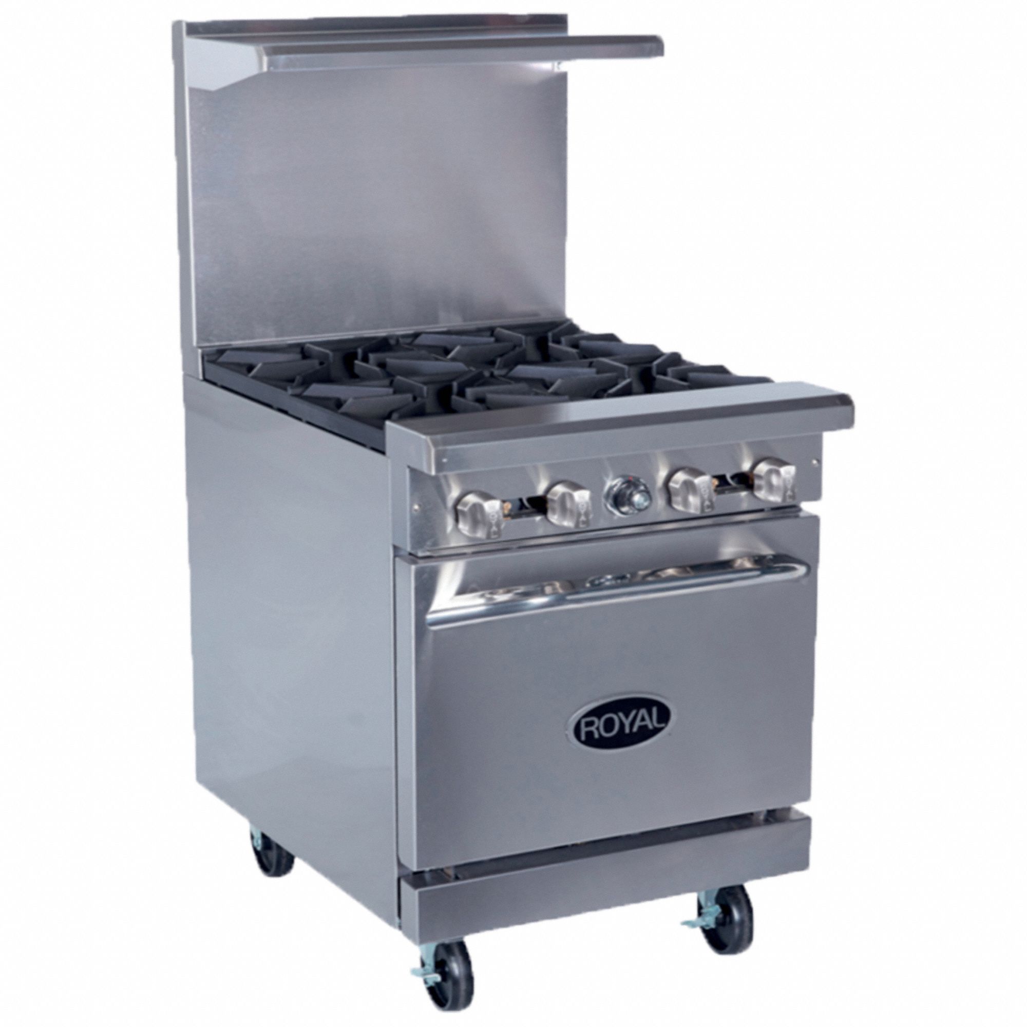Wide Gas Range/Oven 4 Burner Silver 24 W