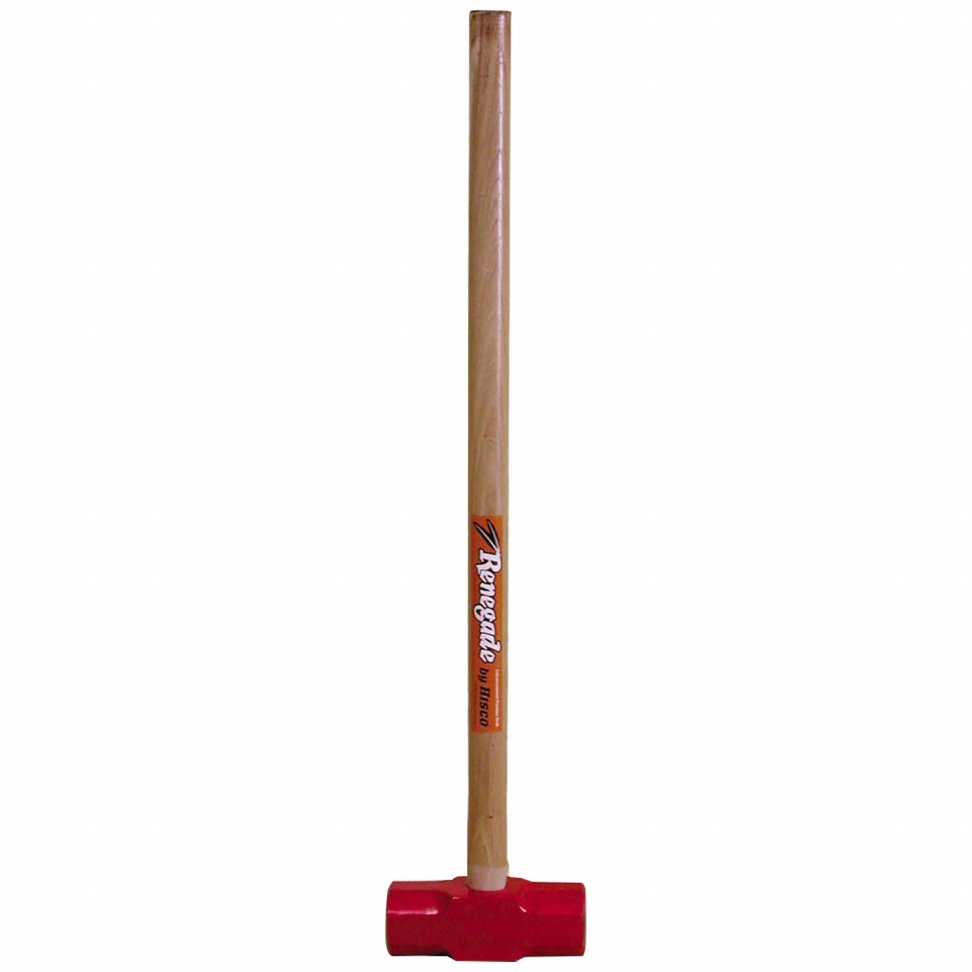 Sledge Hammer: Steel, Wood Handle, 12 lb Head Wt, 3 in Dia, 35 in Overall Lg, Plain Grip