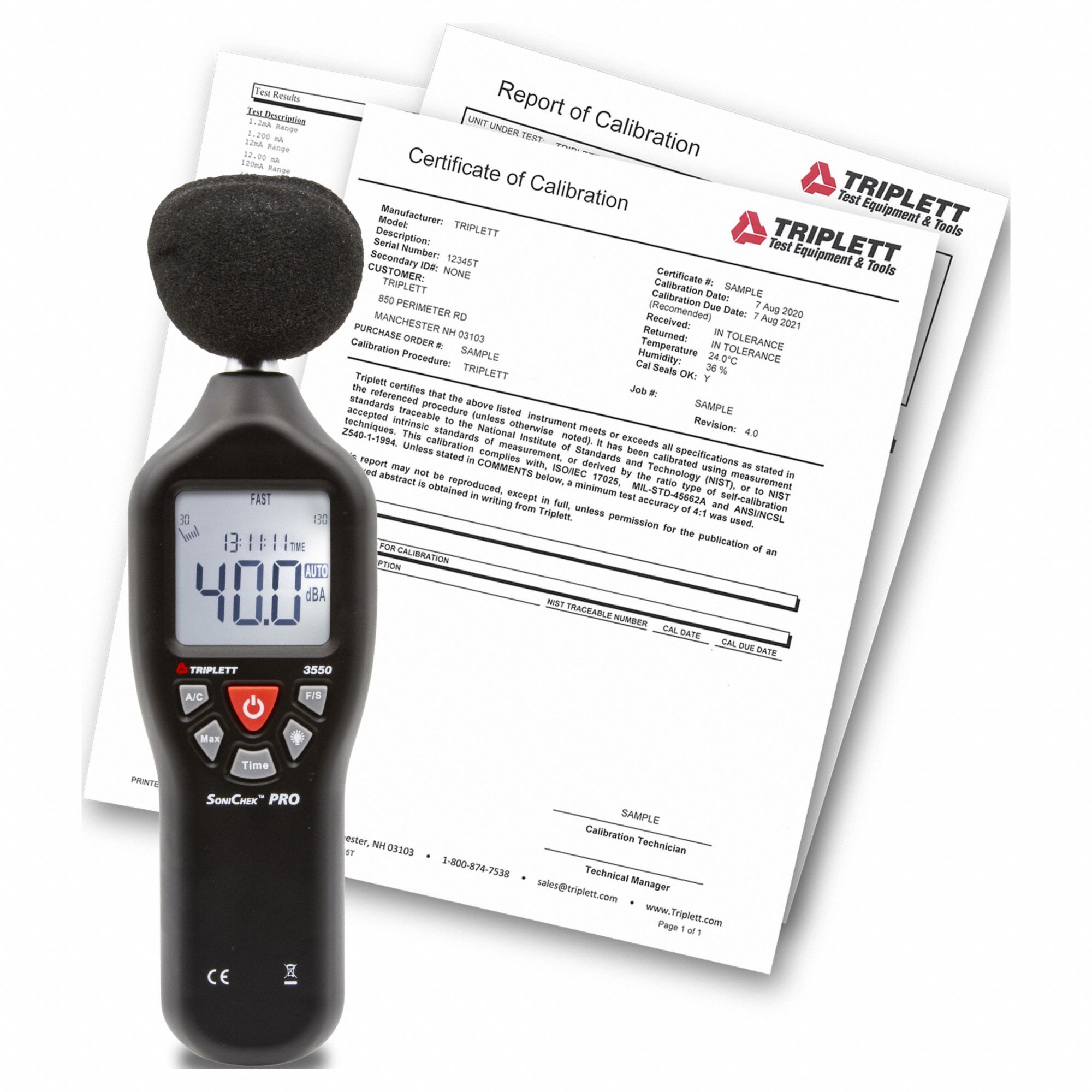 SOUND LEVEL METER, 30 DB TO 130 DB, INCLUDED, SOUND LEVEL METERS, TYPE 2, 30 DB TO 130 DB