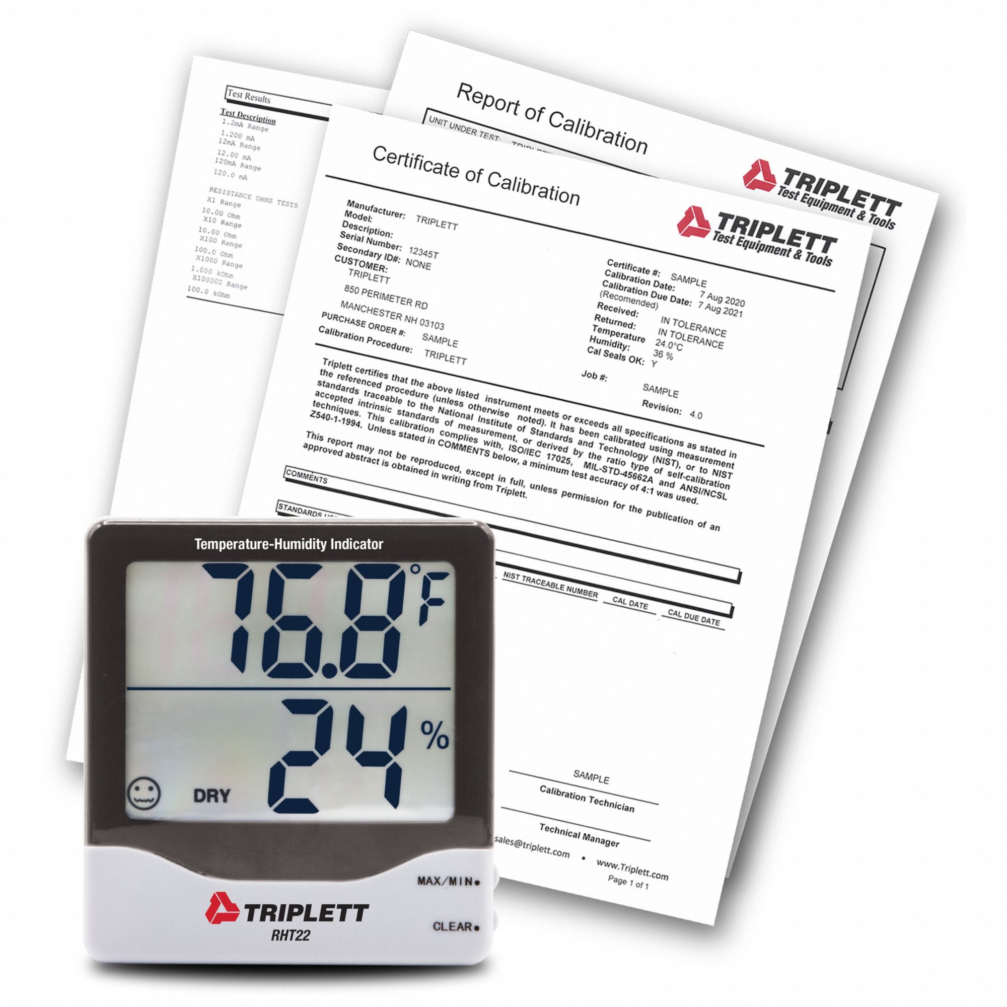HYGROTHERMOMETER WITH NIST,CLEANROOMS