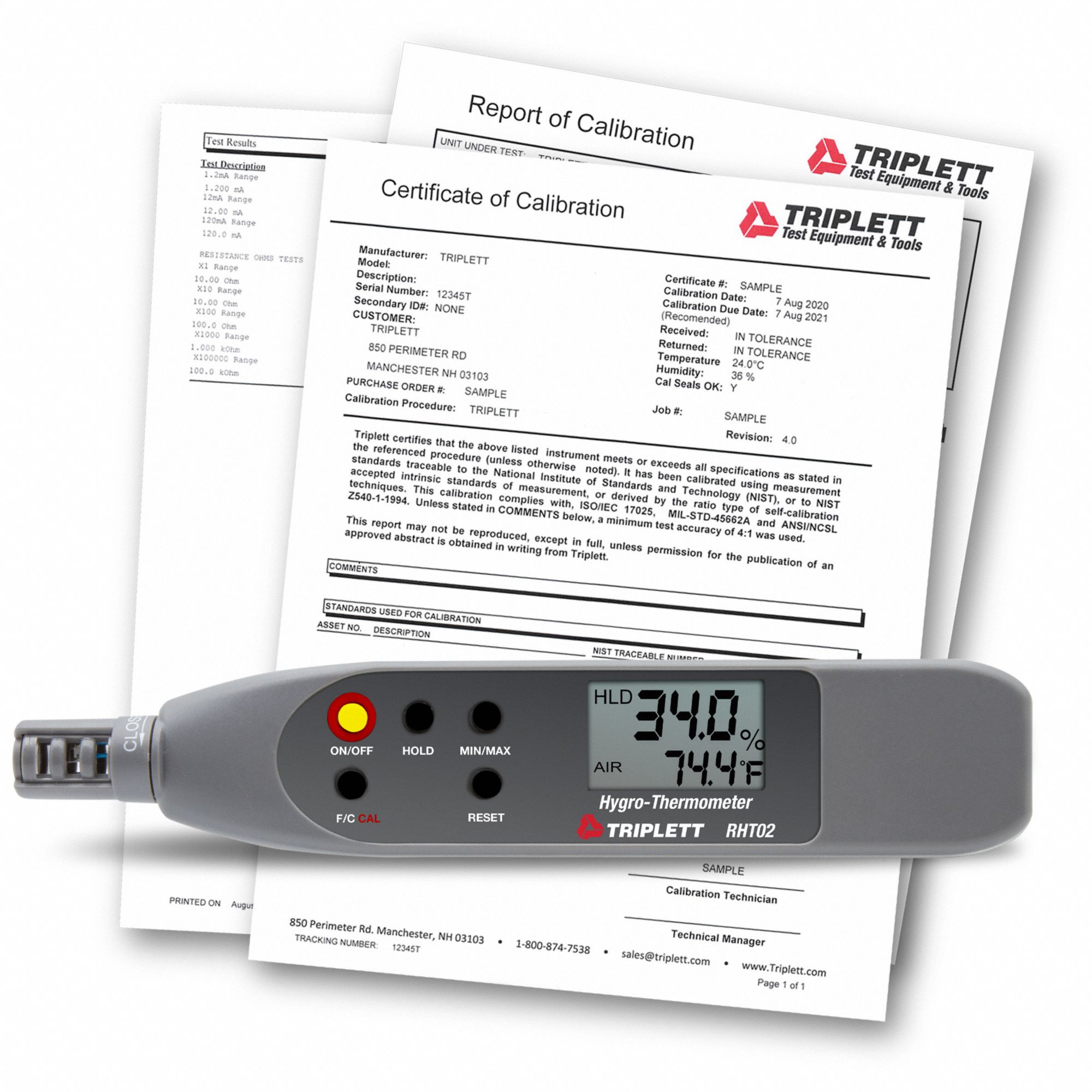 Triplett RHT02-NIST - Hygro-Thermometer Pen with NIST Certificate