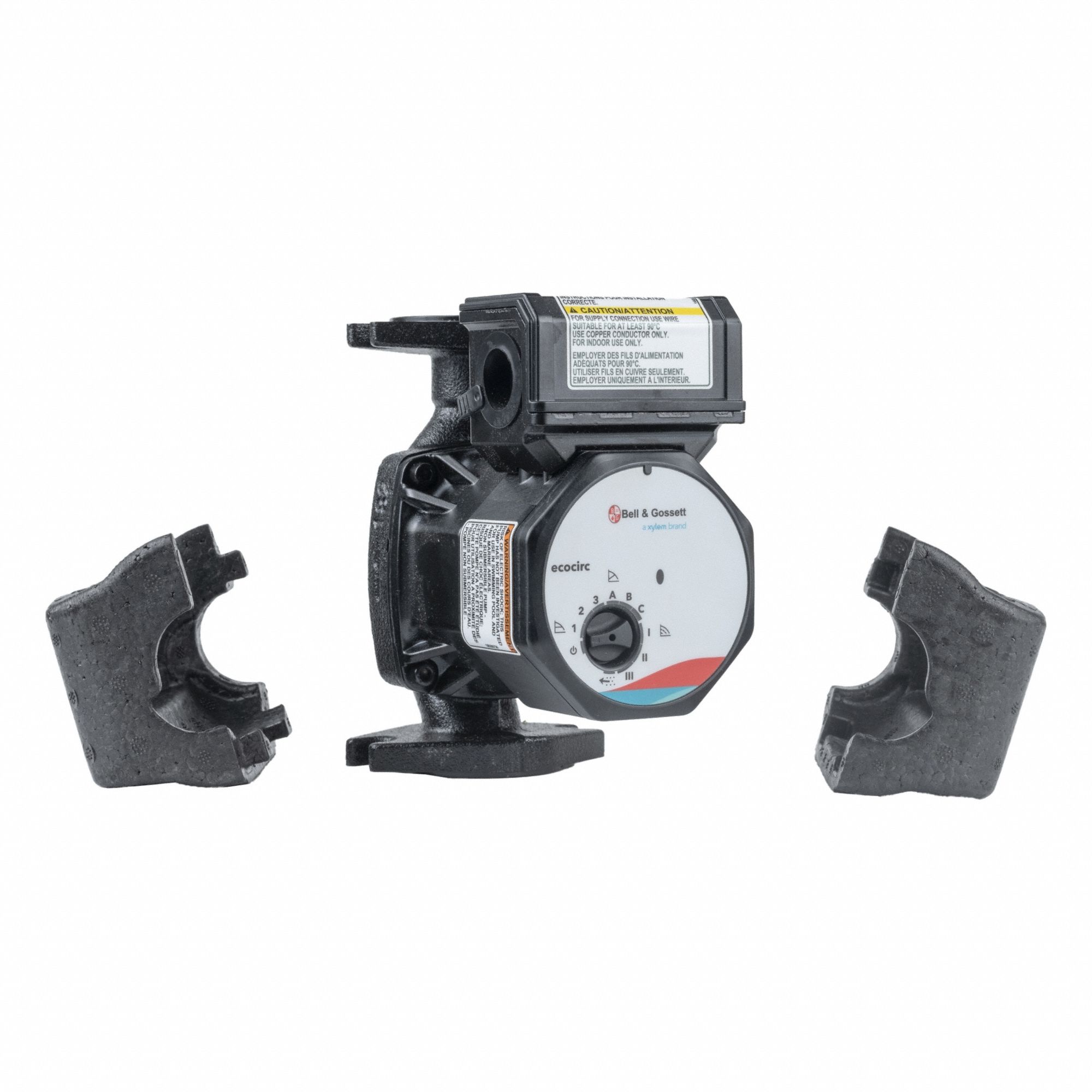 ECM Circulating Pump: 115V AC, Cast Iron, Variable, 18 gpm, 20 ft Max. Head, 3 3/4 in Face to Face