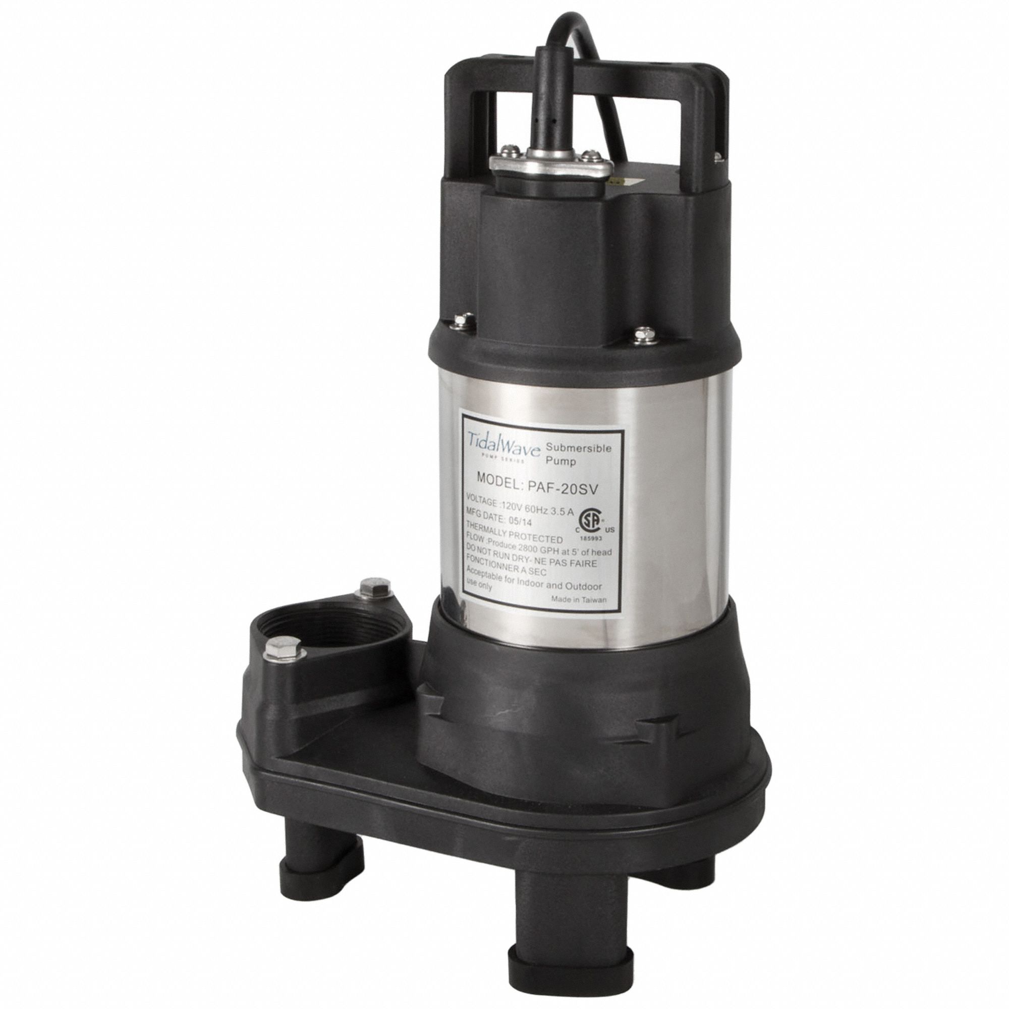 PAF Series Pump, 1/4 HP: 1/4 hp, 115V, FRP Composite/Stainless Steel housing, 21 ft Max Head