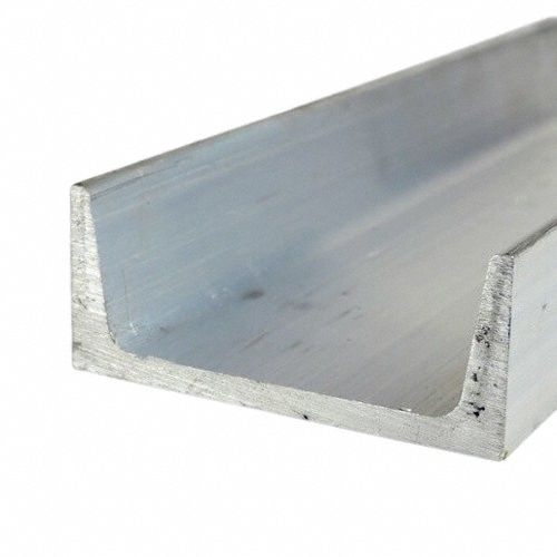Aluminum U-Channel: 6061, American Standard, 8 ft Overall Lg, 3 in Outside Base Wd, Mill, T6