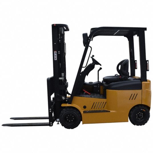 BIG JOE Forklift: 10 3/4 ft x 4 7/8 ft x 6 7/8 ft, Integral Side Shift/Load  Back Rest, AC Drive