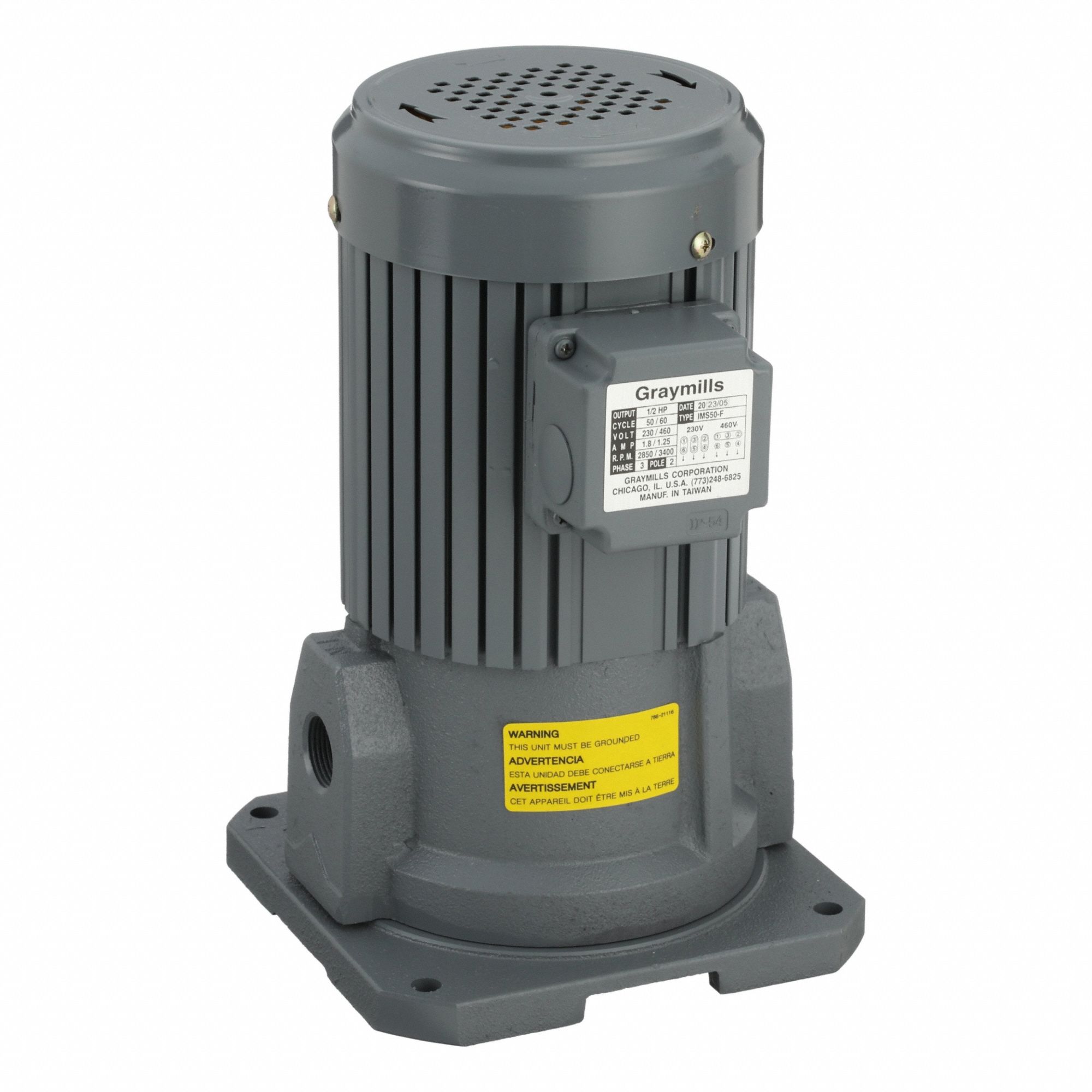 Machine Tool Pump: 230/460V AC, 1/2 hp, 500 SUS Max Visc, 35 gpm Max Flow, 3/4" NPT, 3