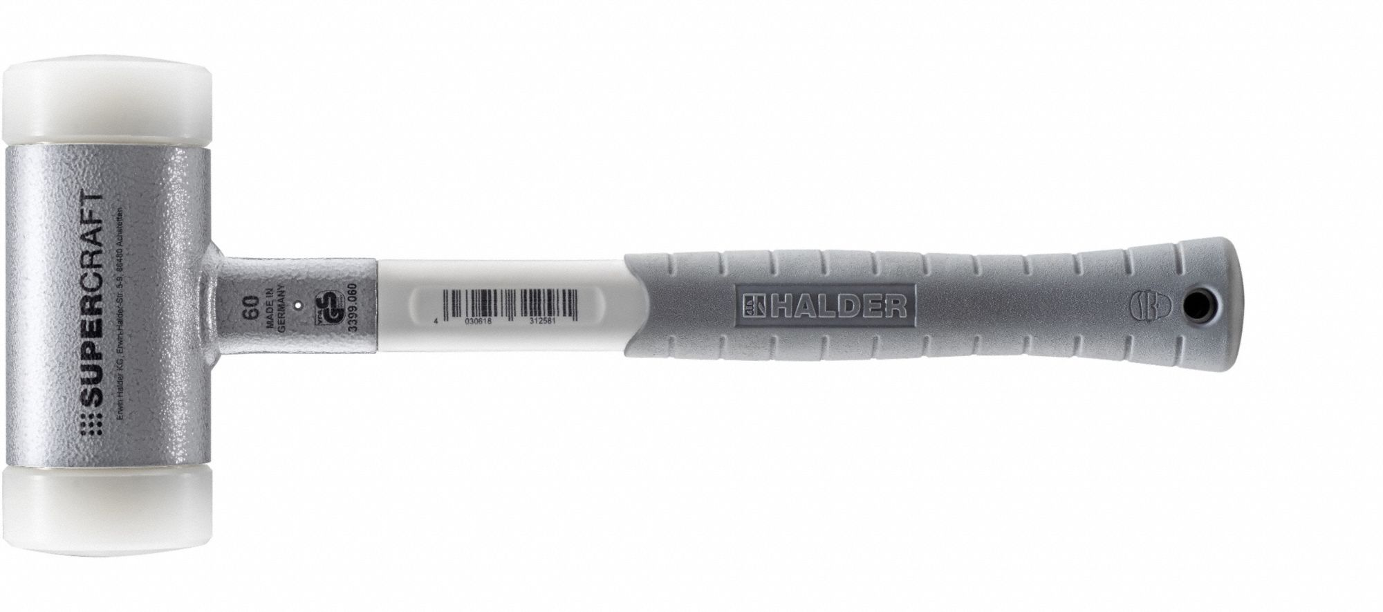 Dead Blow Hammer: Fiberglass Handle, Textured Grip, 57 oz Head Wt, 2 in Hammer Face Dia, Steel