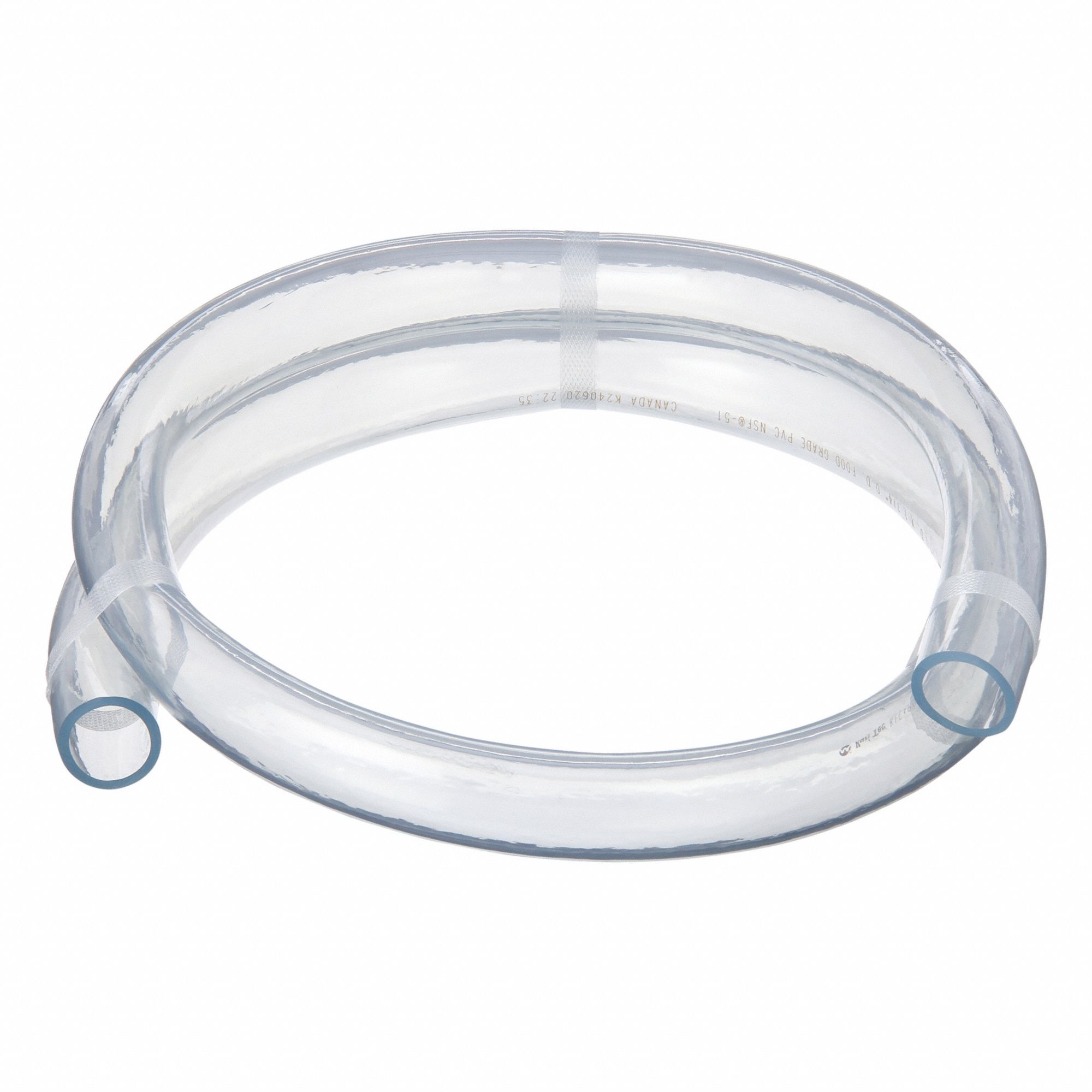 Tubing: Klearon, PVC, 1 in Inside Dia, 1 1/4 in Outside Dia, 50 ft Lg, Clear, Not Reinforced