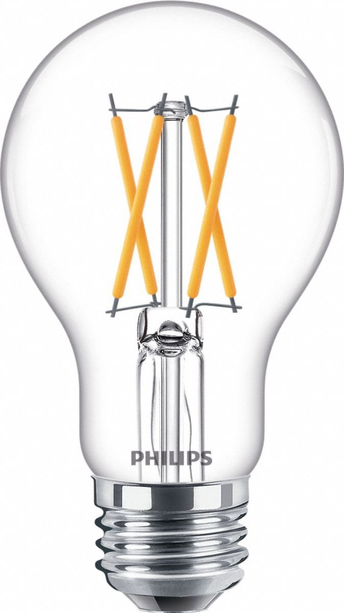 Compact LED Bulb: Medium Screw (E26), LED, (A) Classic, A19, 8 W Watt, 2200K/2700K, Clear