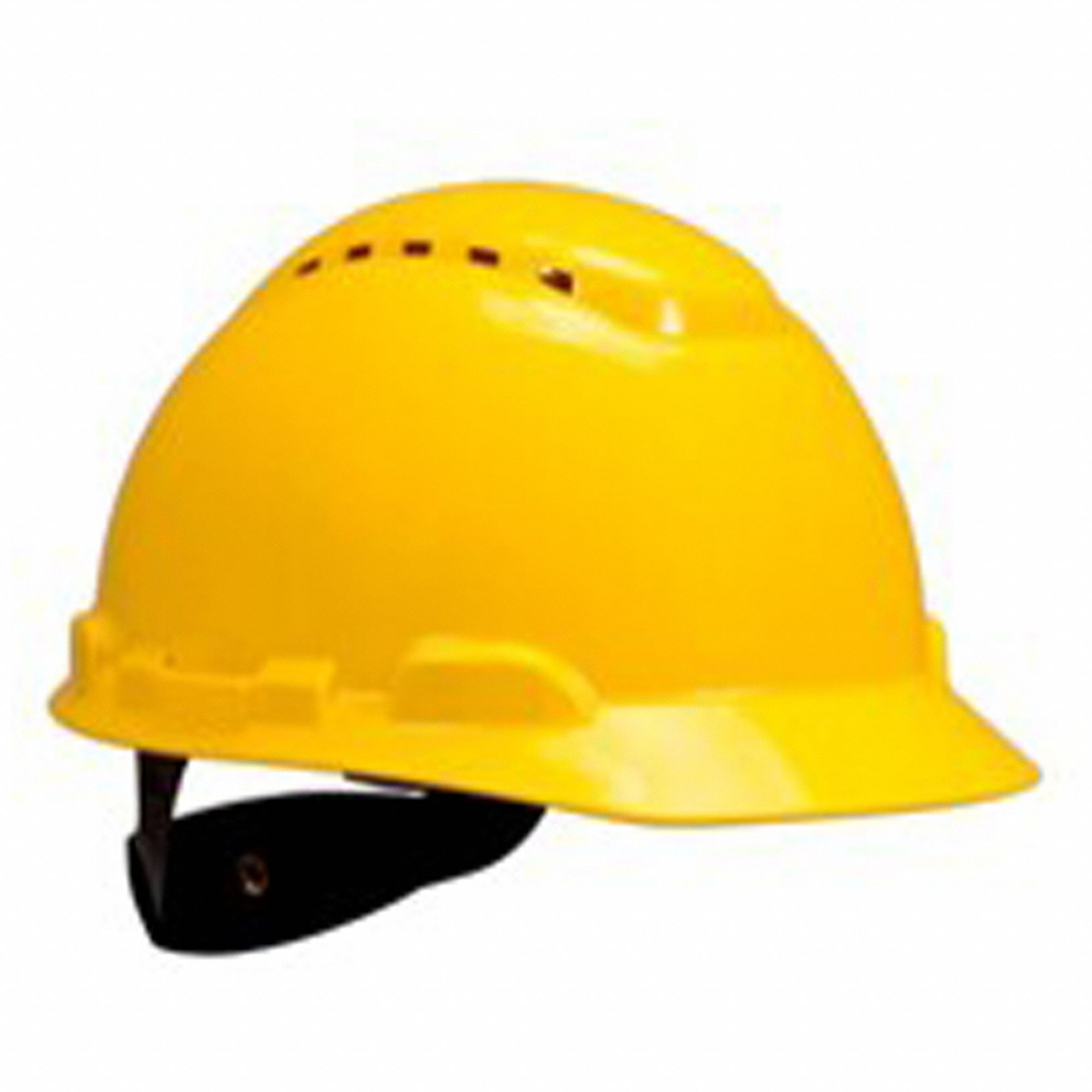 Hard Hat: Yellow, No Graphics, Ratchet (4-Point), Polyethylene, 3M, Securefit, Yellow