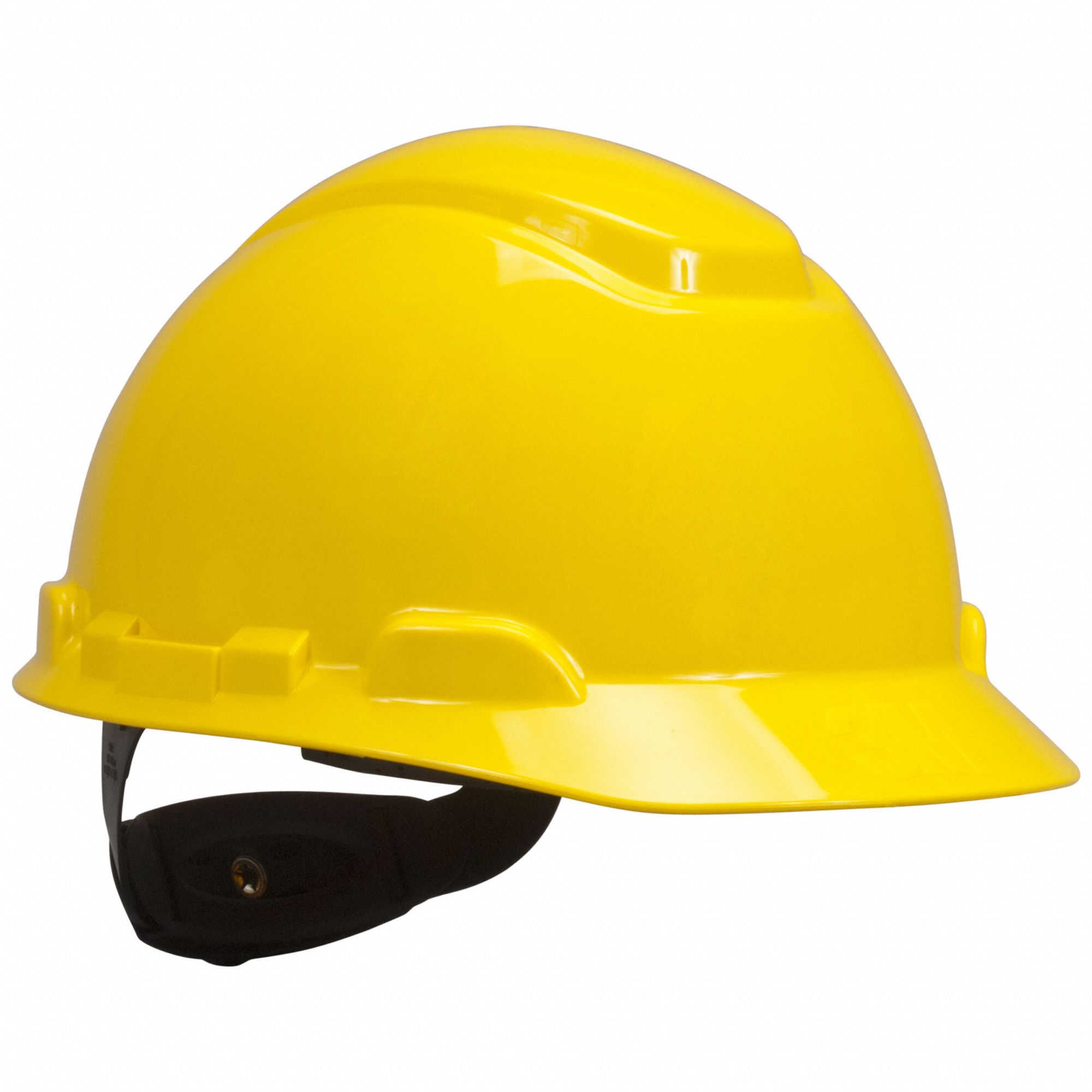 Hard Hat: Yellow, No Graphics, Ratchet (4-Point), Polyethylene, 3M, Securefit, Yellow