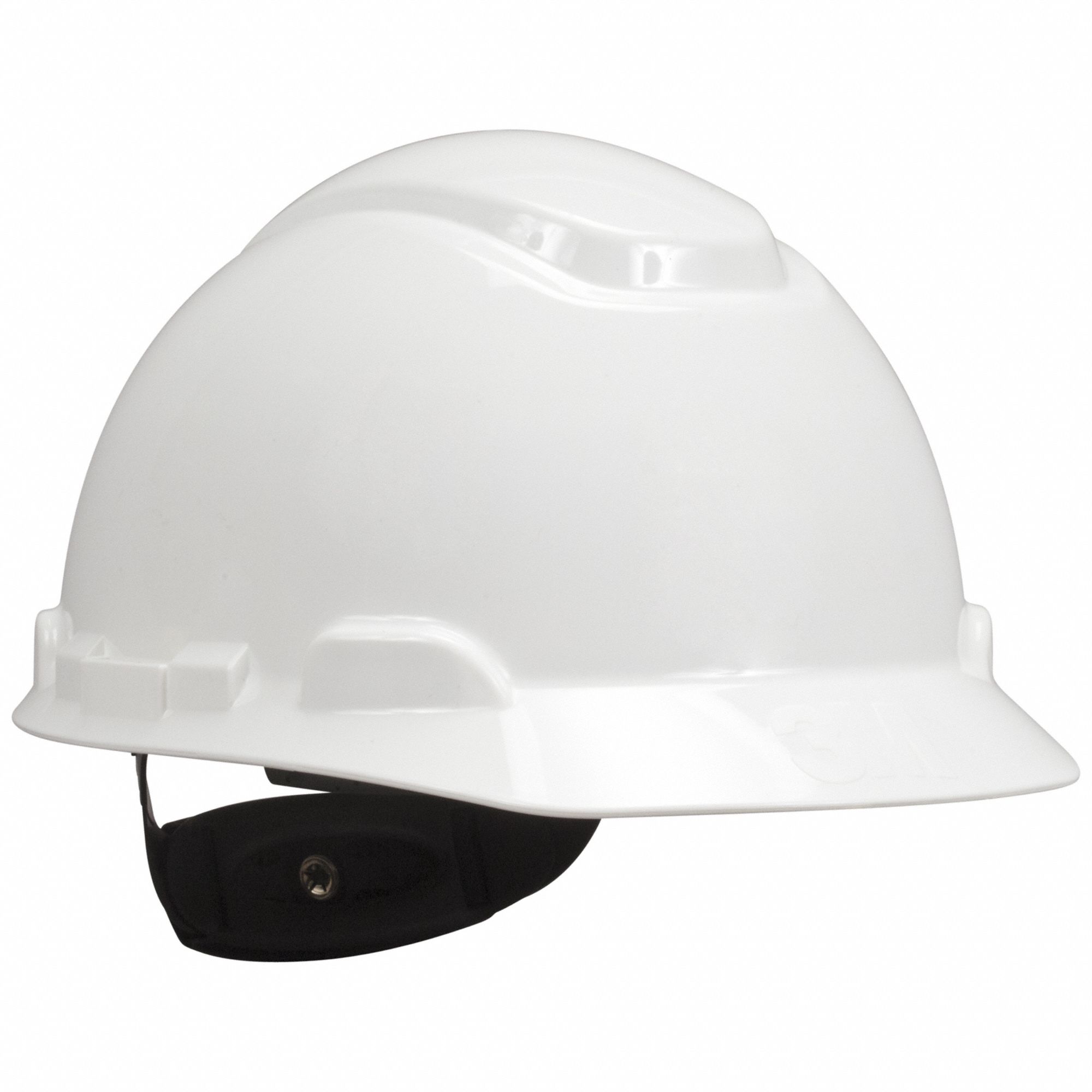 Hard Hat: White, No Graphics, Ratchet (4-Point), Polyethylene, 3M, Securefit, White