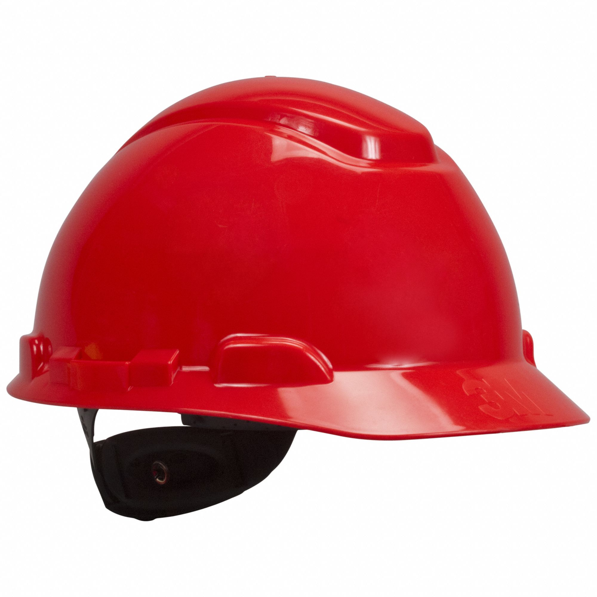 Hard Hat: Red, No Graphics, Ratchet (4-Point), Polyethylene, 3M, Securefit, Red