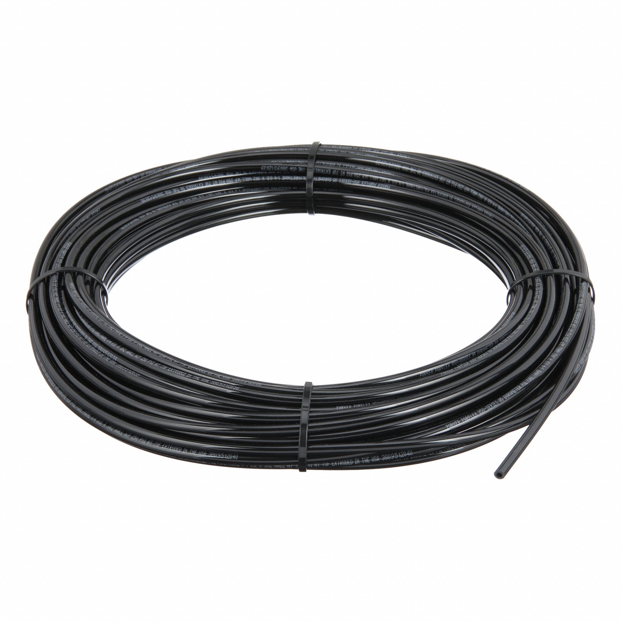 Tubing: Polyurethane, ID 1/8 in, OD 1/4 in, 100 ft Lg, Black