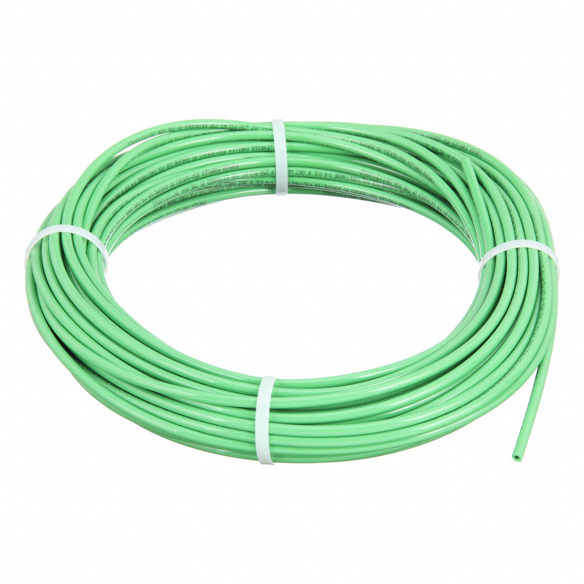 Tubing: Polyurethane, ID 1/8 in, OD 1/4 in, 100 ft Lg, Green