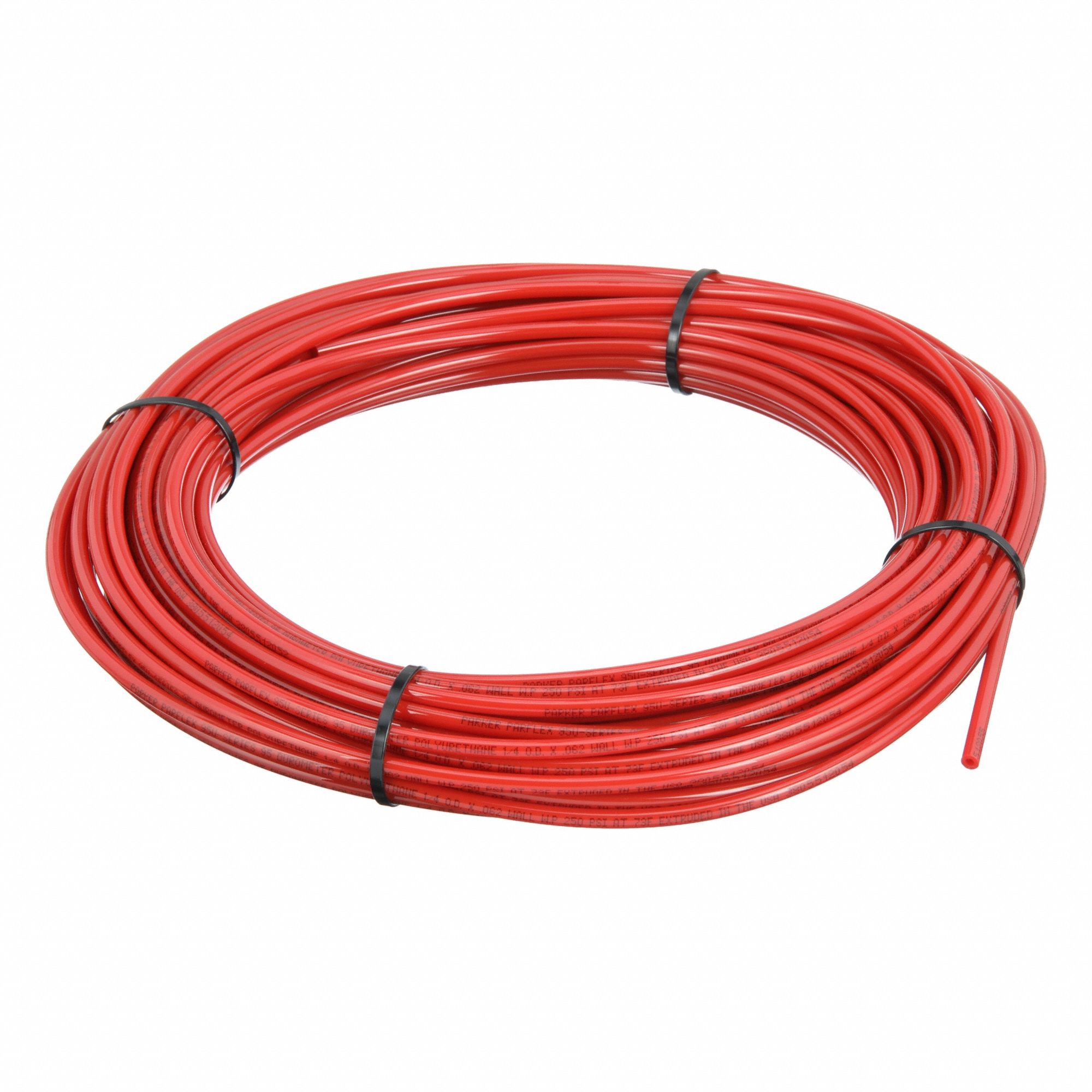 Tubing: Polyurethane, ID 1/8 in, OD 1/4 in, 100 ft Lg, Red