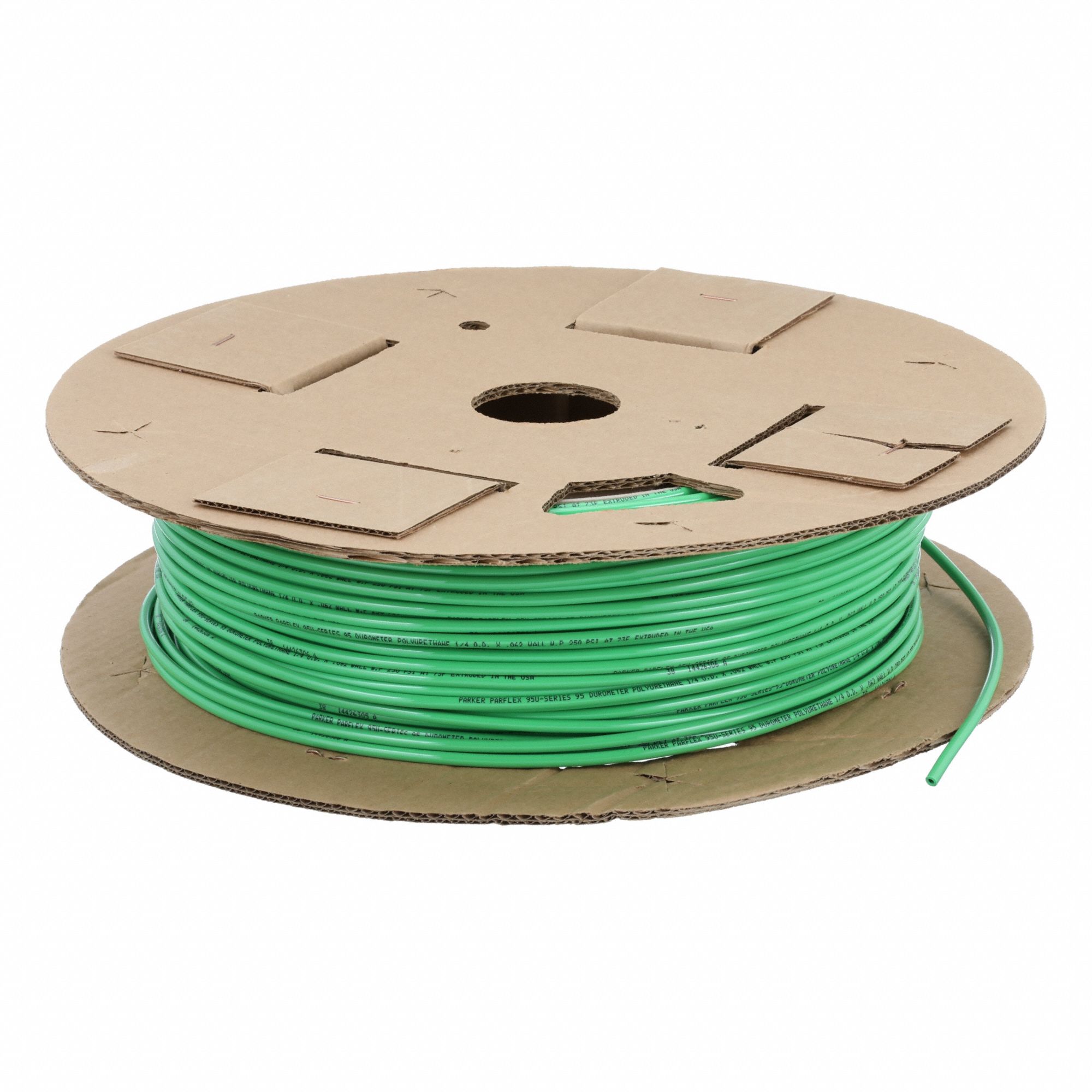 Tubing: Polyurethane, ID 1/8 in, OD 1/4 in, 500 ft Lg, Green