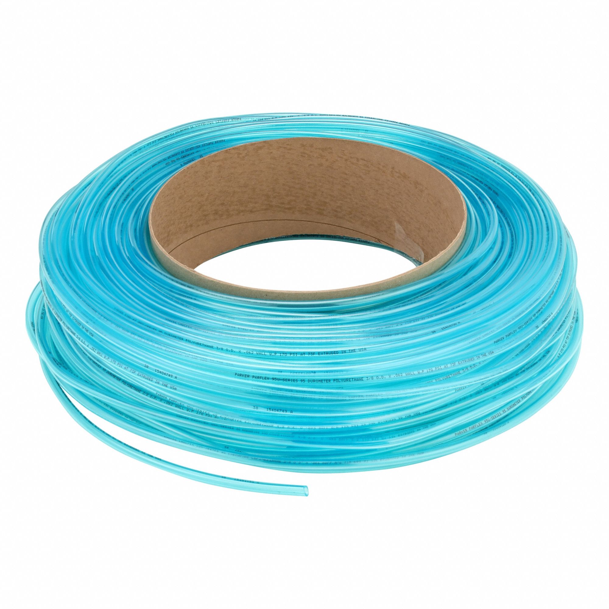 Tubing: Polyurethane, ID 1/4 in, OD 3/8 in, 500 ft Lg, Blue
