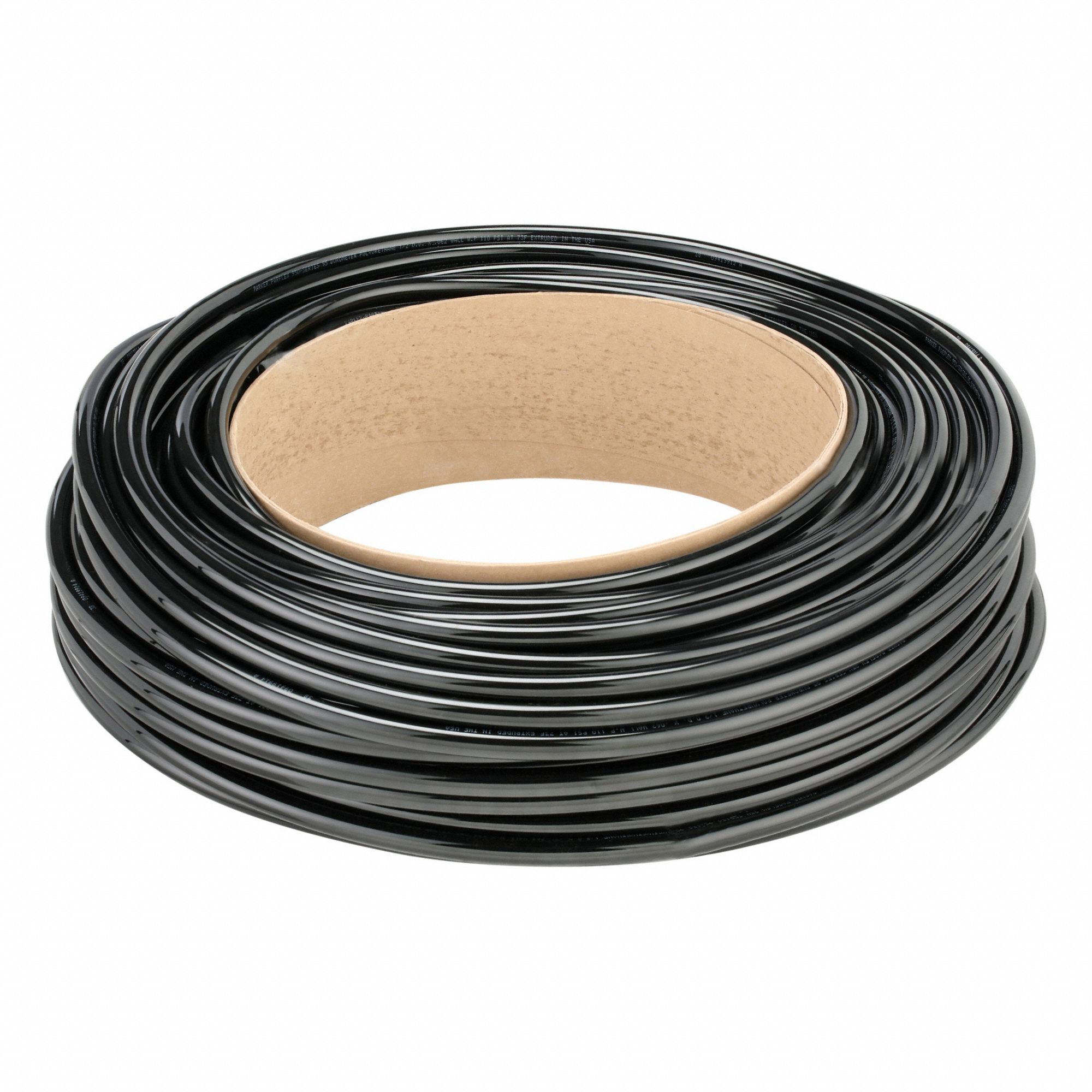 Tubing: Polyurethane, ID 3/8 in, OD 1/2 in, 250 ft Lg, Black