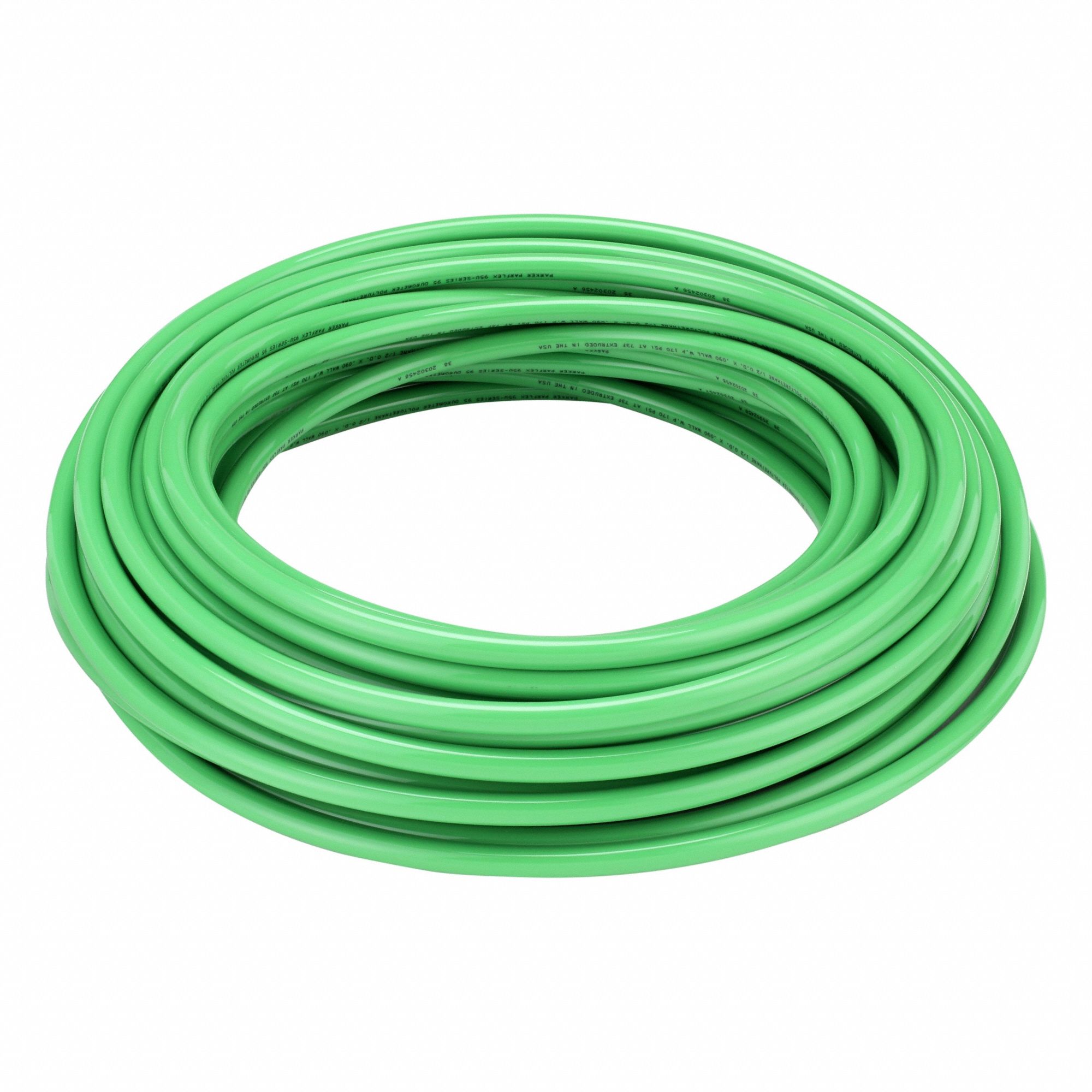 Tubing: Polyurethane, ID 5/16 in, OD 1/2 in, 100 ft Lg, Green