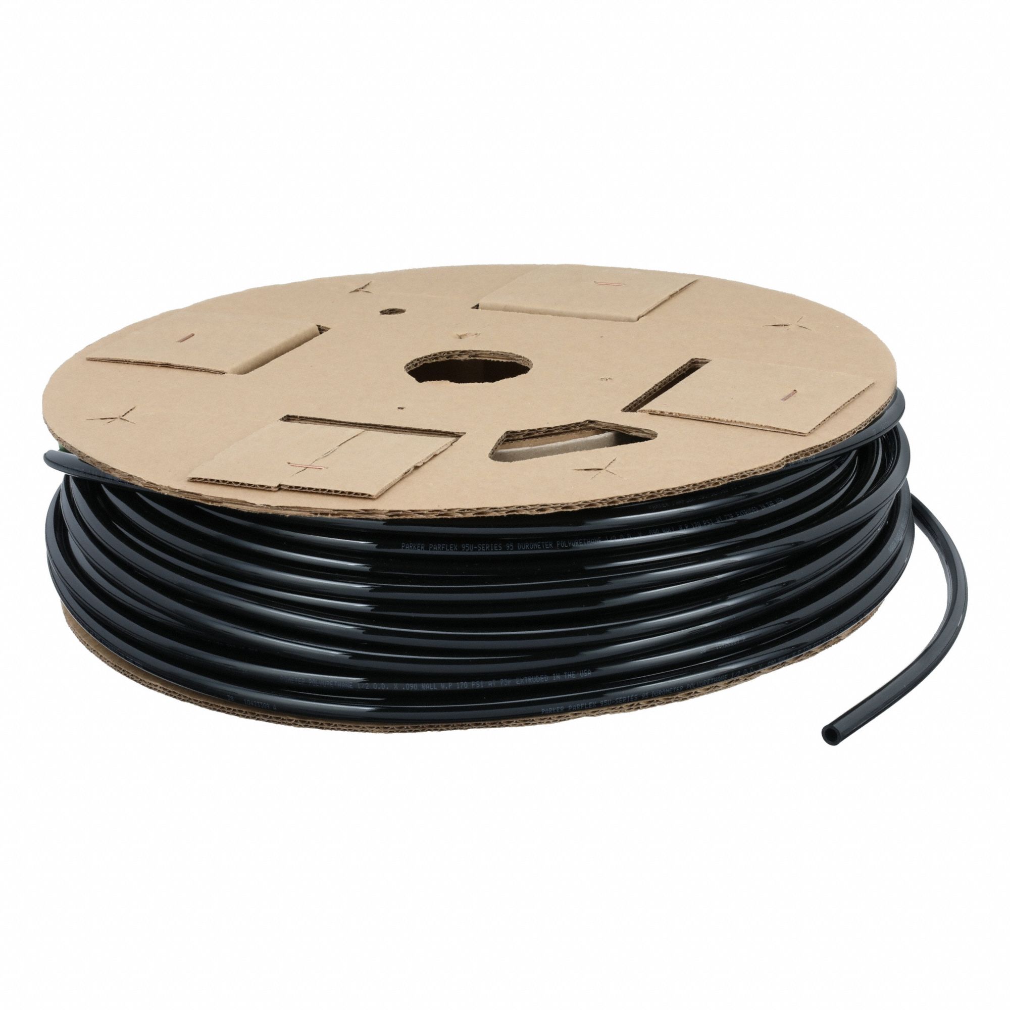 Tubing: Polyurethane, ID 5/16 in, OD 1/2 in, 250 ft Lg, Black