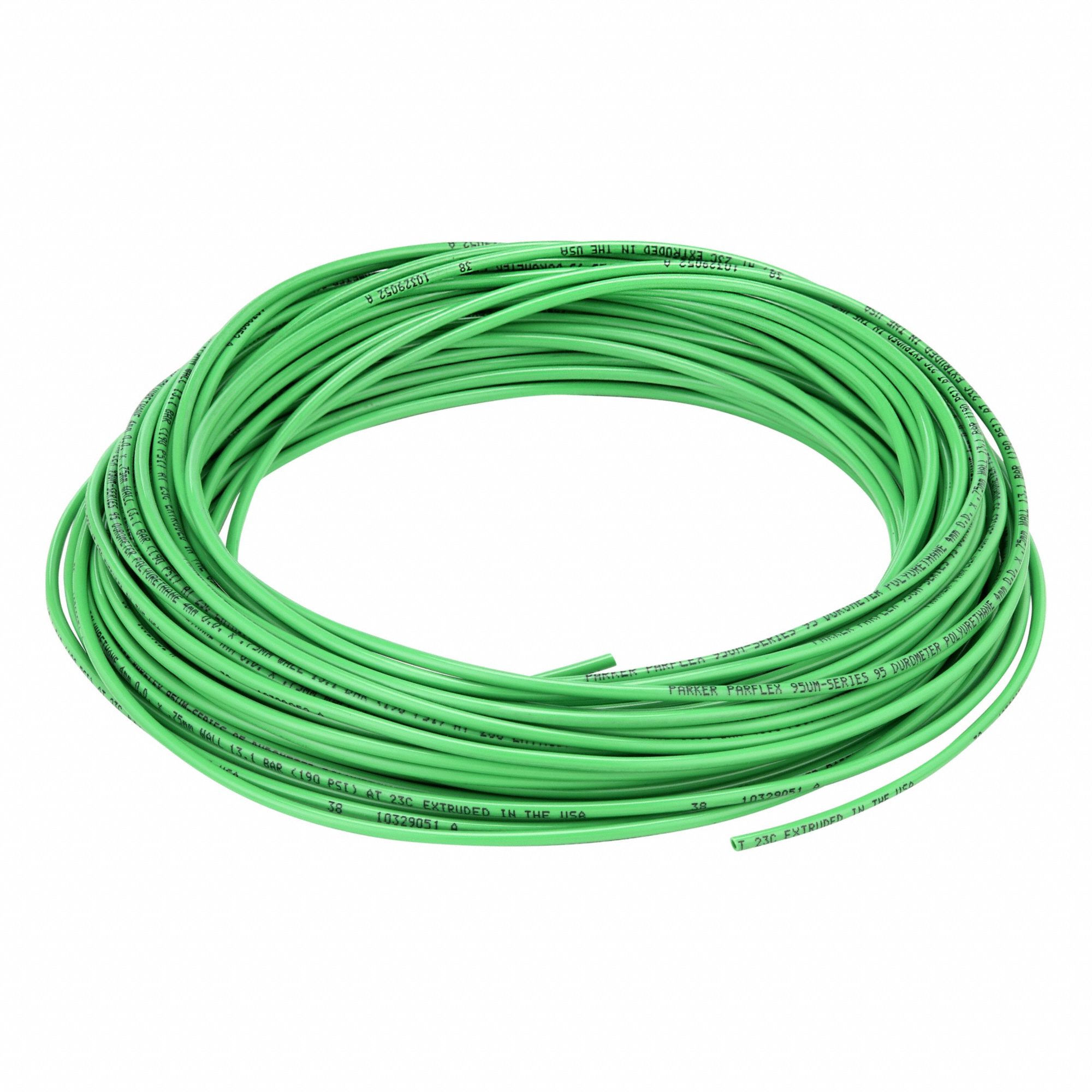 Tubing: Polyurethane, ID 2.5 mm, OD 4 mm, 100 ft Lg, Green