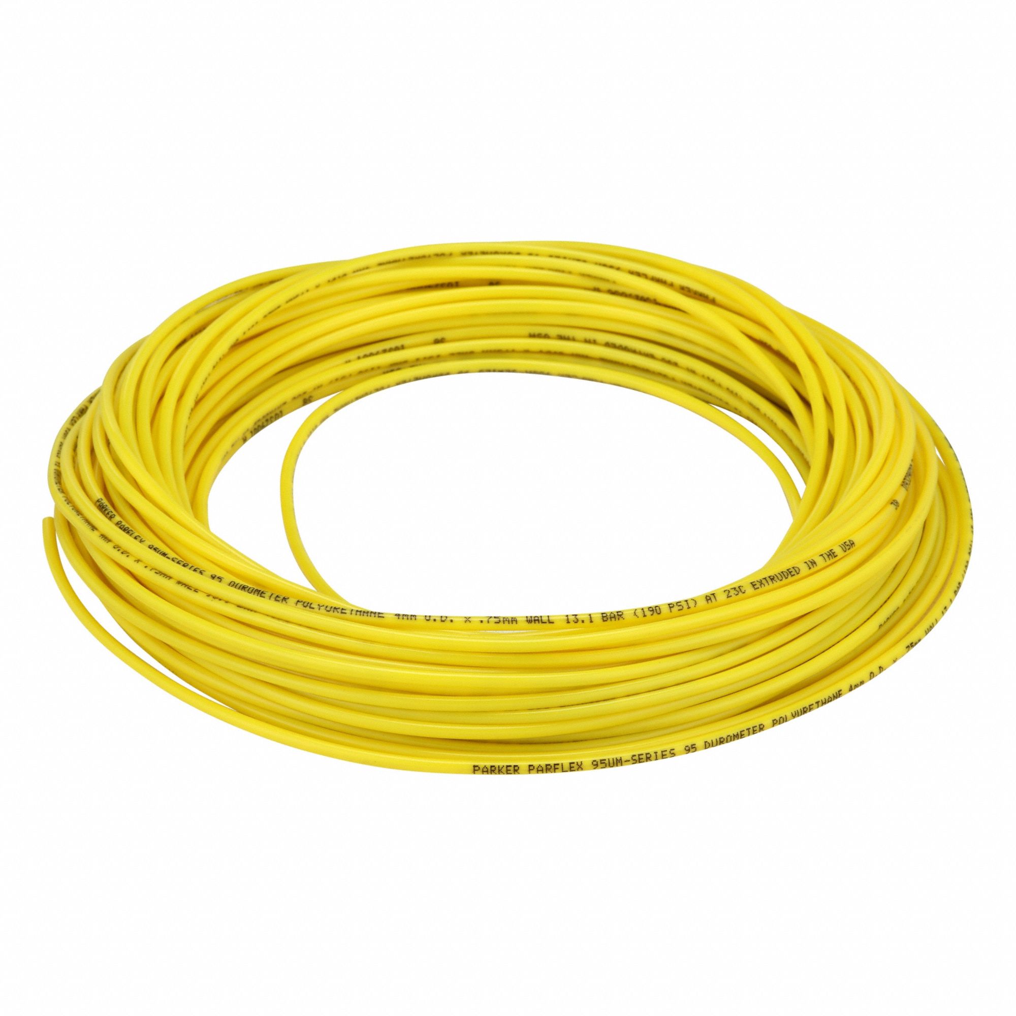 Tubing: Polyurethane, ID 2.5 mm, OD 4 mm, 100 ft Lg, Yellow