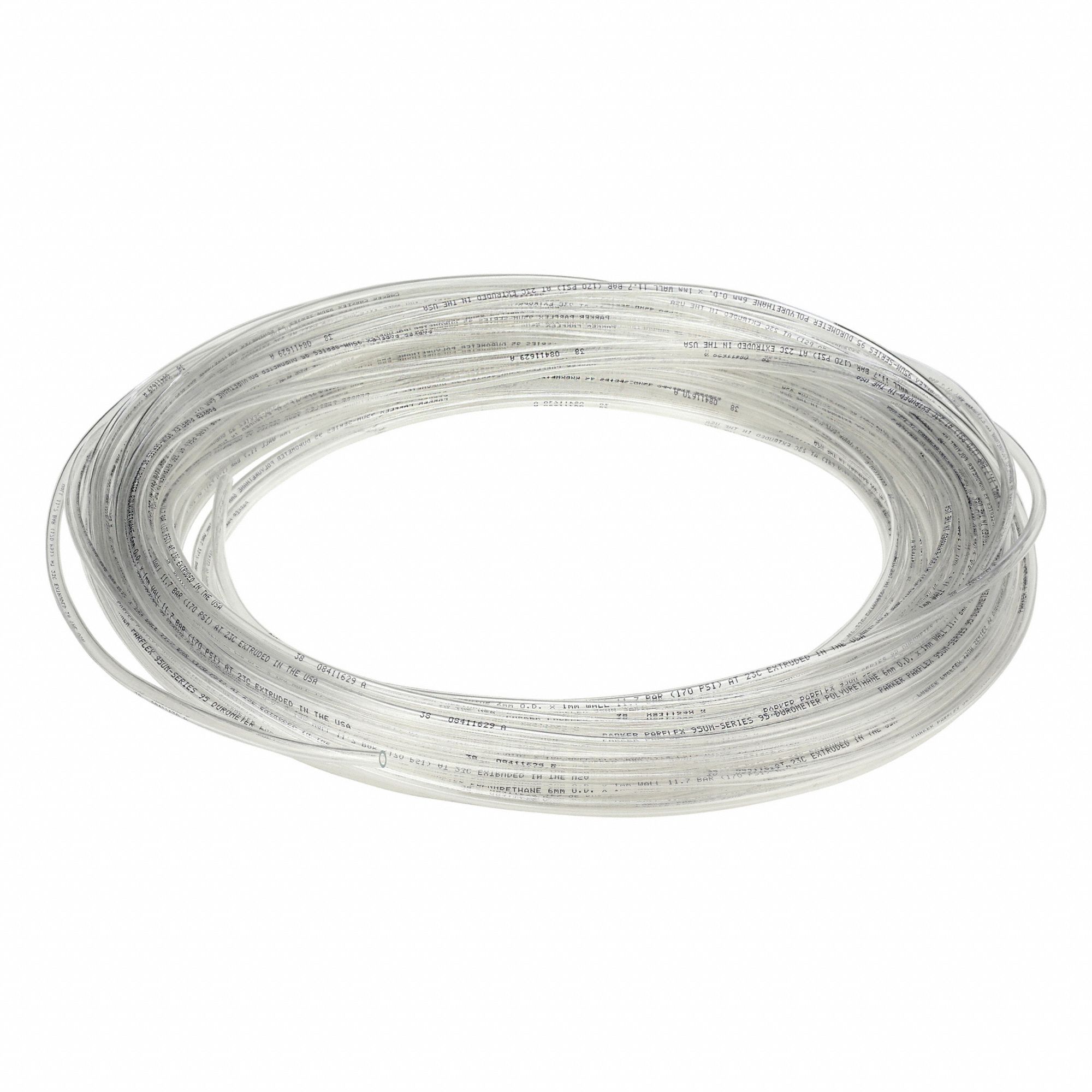 Tubing: Polyurethane, ID 4 mm, OD 6 mm, 100 ft Lg, Beige