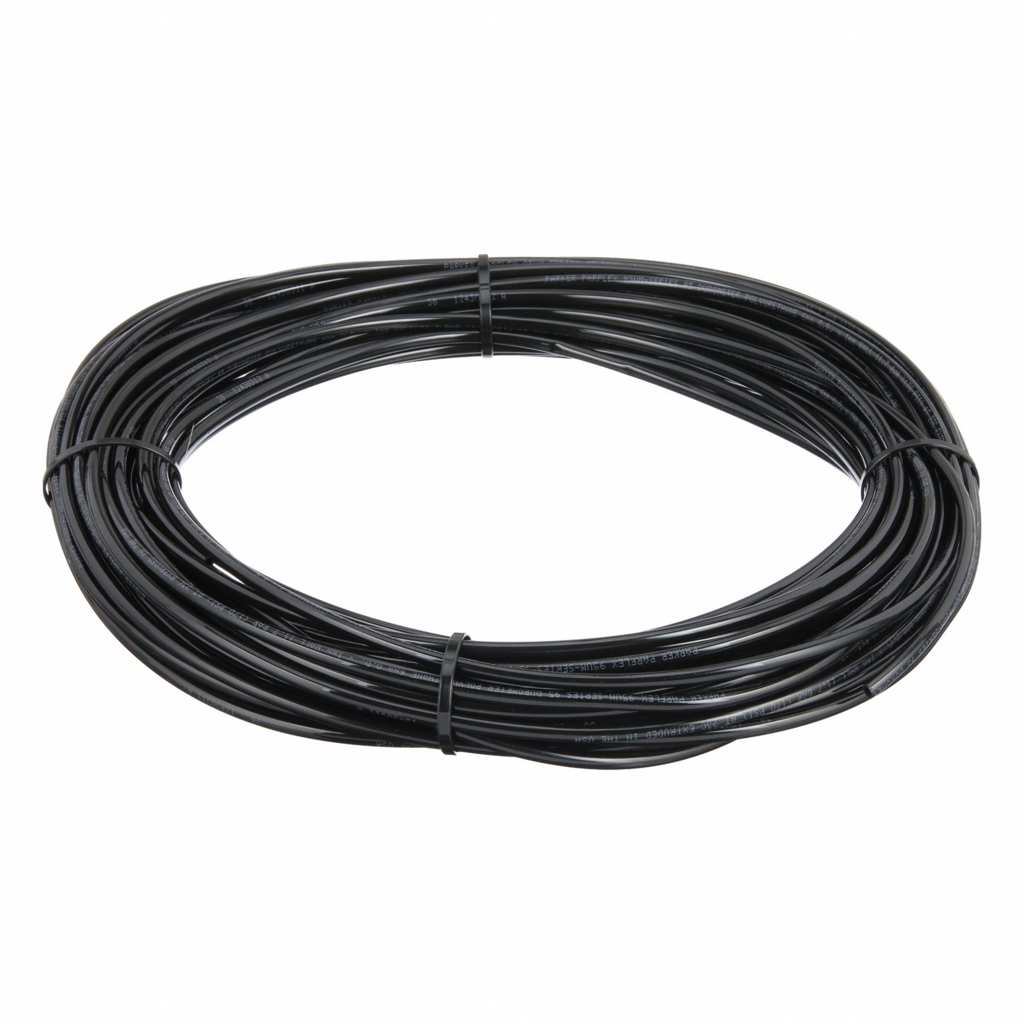 Tubing: Polyurethane, ID 4 mm, OD 6 mm, 100 ft Lg, Black