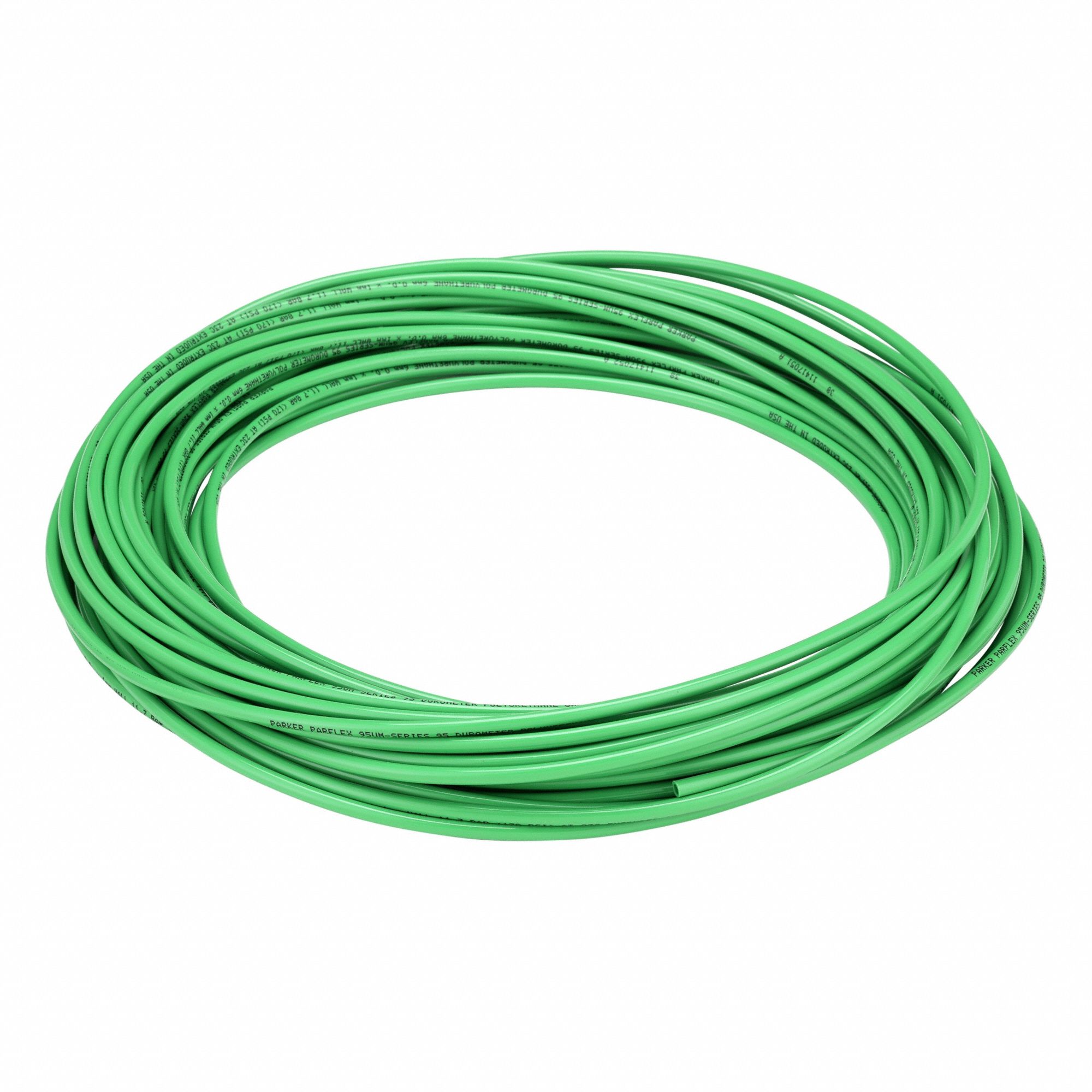 Tubing: Polyurethane, ID 4 mm, OD 6 mm, 100 ft Lg, Green
