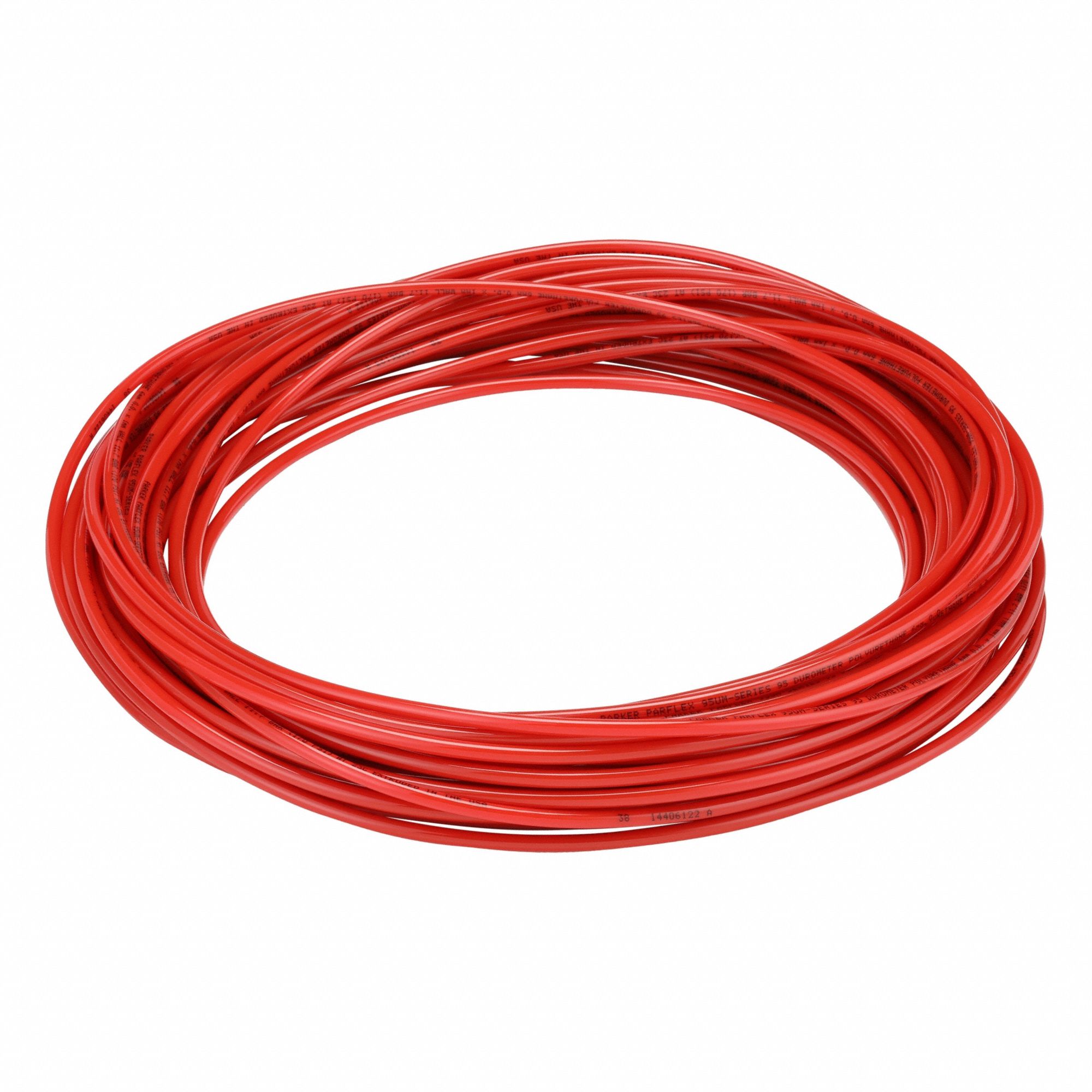 Tubing: Polyurethane, ID 4 mm, OD 6 mm, 100 ft Lg, Red