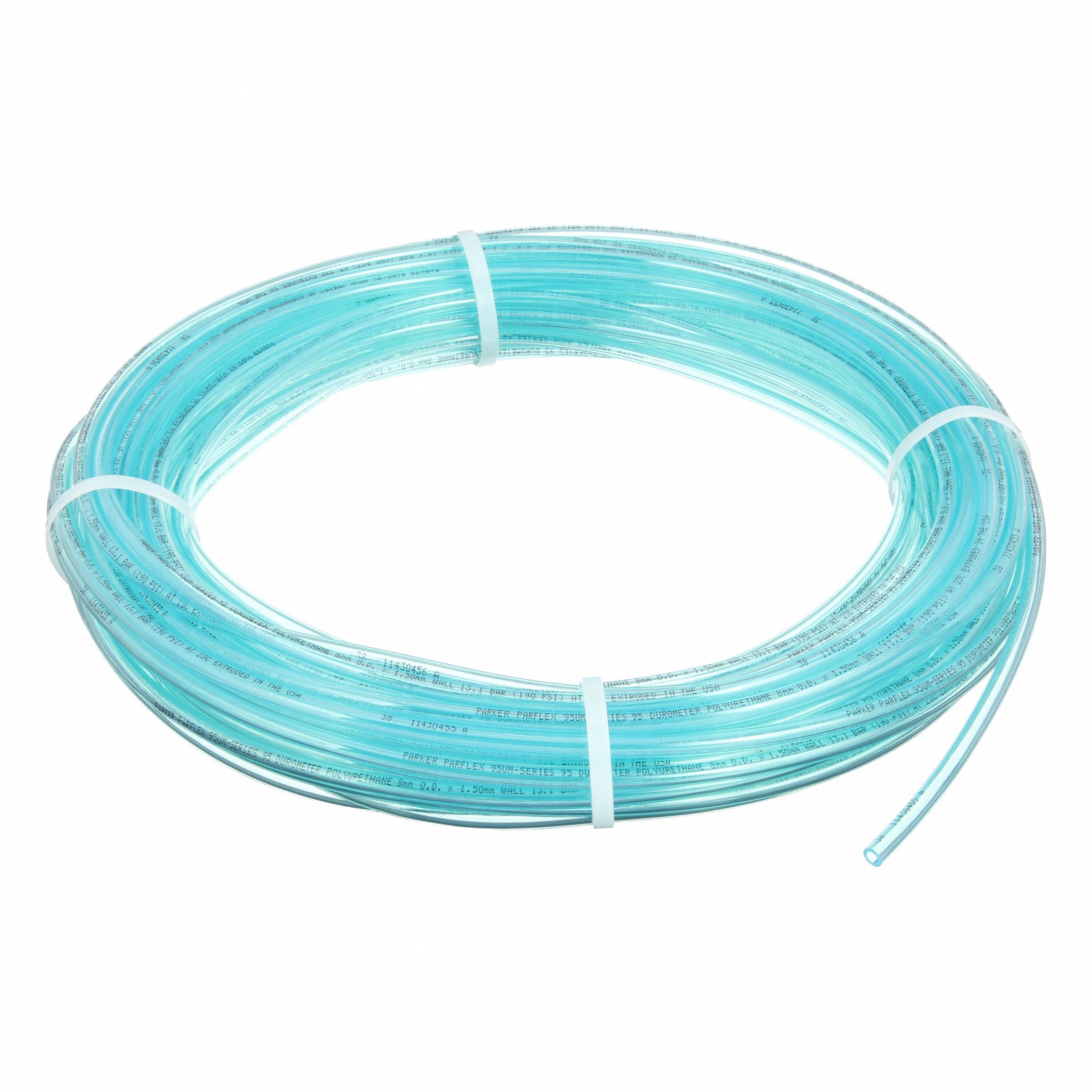 Tubing: Polyurethane, ID 3 mm, OD 8 mm, 100 ft Lg, Blue