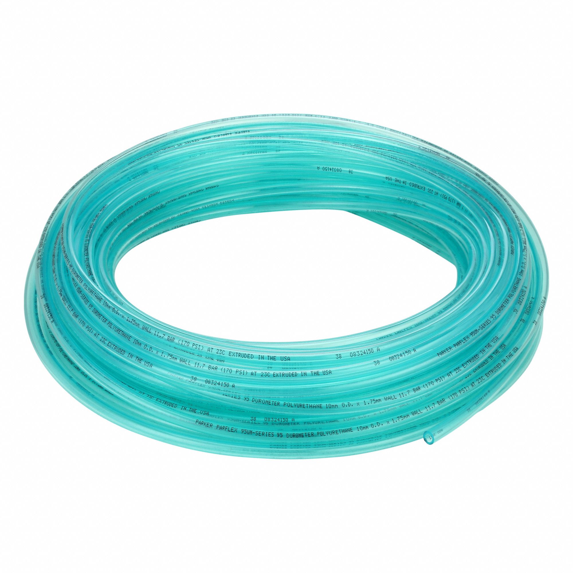 Tubing: Polyurethane, ID 6.5 mm, OD 10 mm, 100 ft Lg, Blue