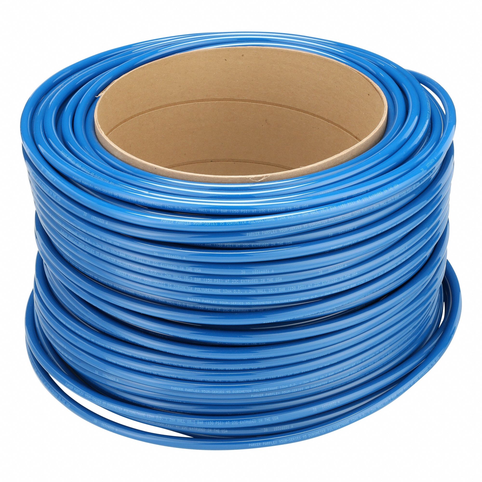 Tubing: Polyurethane, ID 10 mm, OD 12 mm, 500 ft Lg, Blue