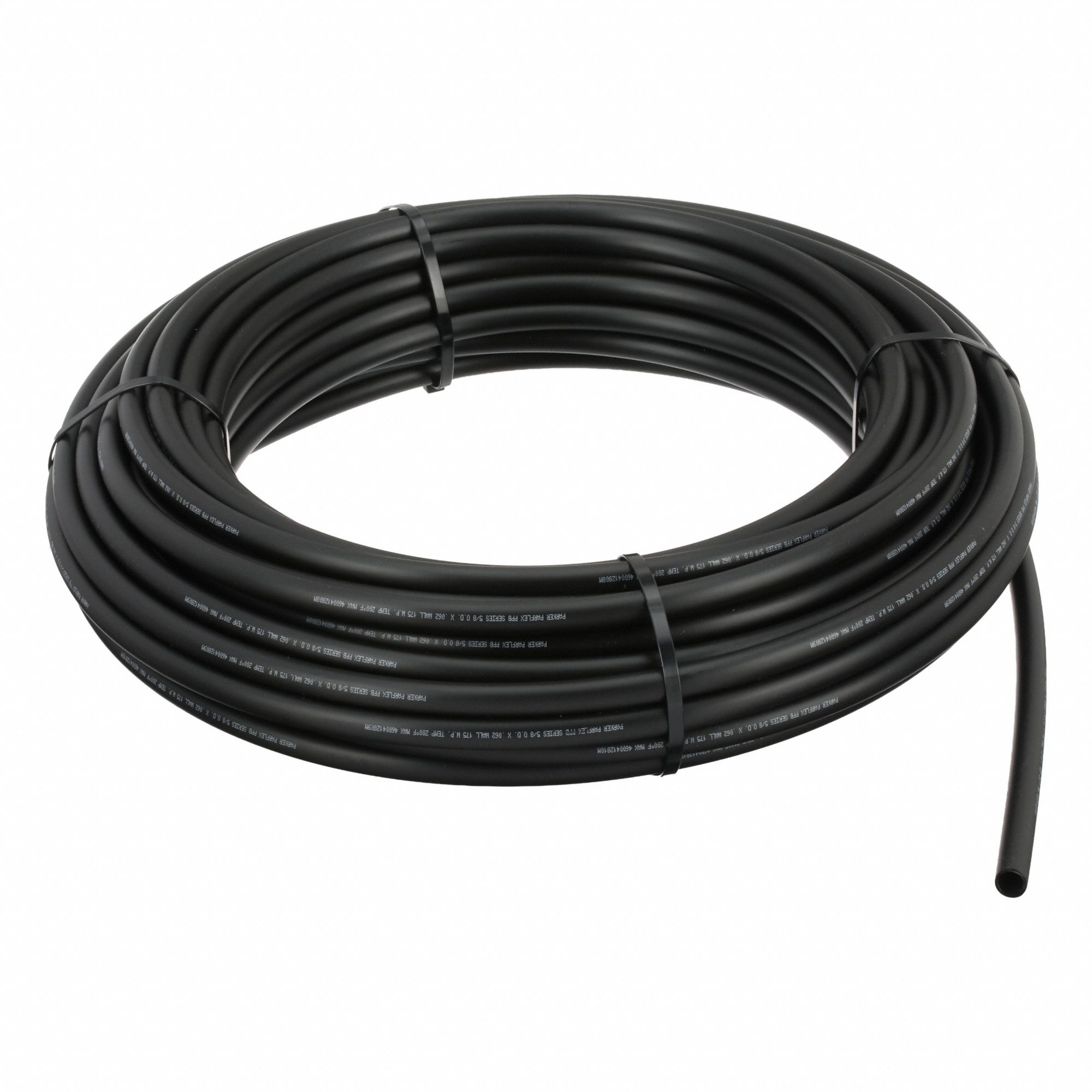 Tubing: PP, Black, 5/8 in OD, 1/2 in ID, 100 ft Lg, Rockwell R 77