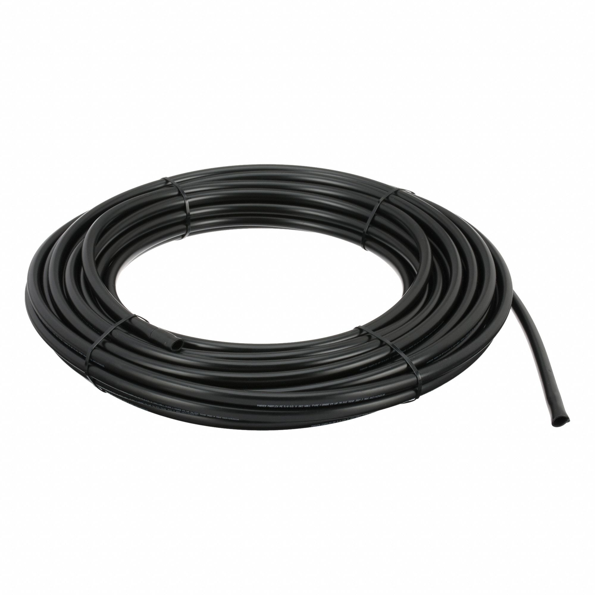 Tubing: Polyethylene, Black, 5/8 in Outside Dia, 1/2 in Inside Dia, 100 ft Overall Lg