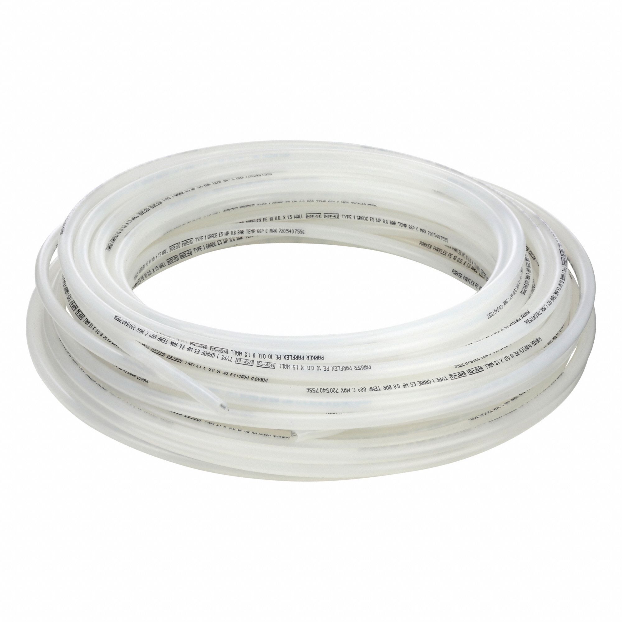 Tubing: Polyethylene, Beige, 10 mm OD, 7 mm ID, 100 ft Lg