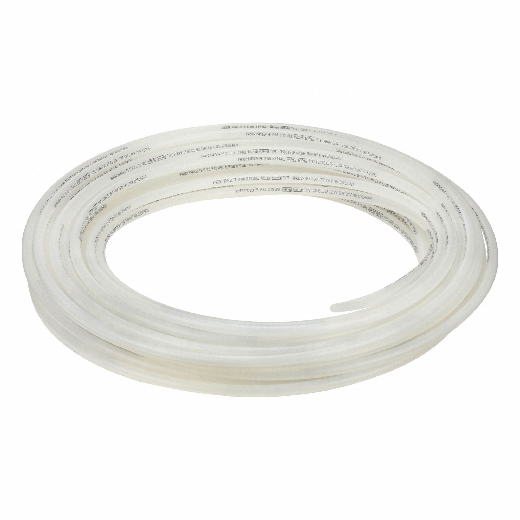 Tubing: Polyethylene, Beige, 12 mm OD, 9 mm ID, 100 ft Lg