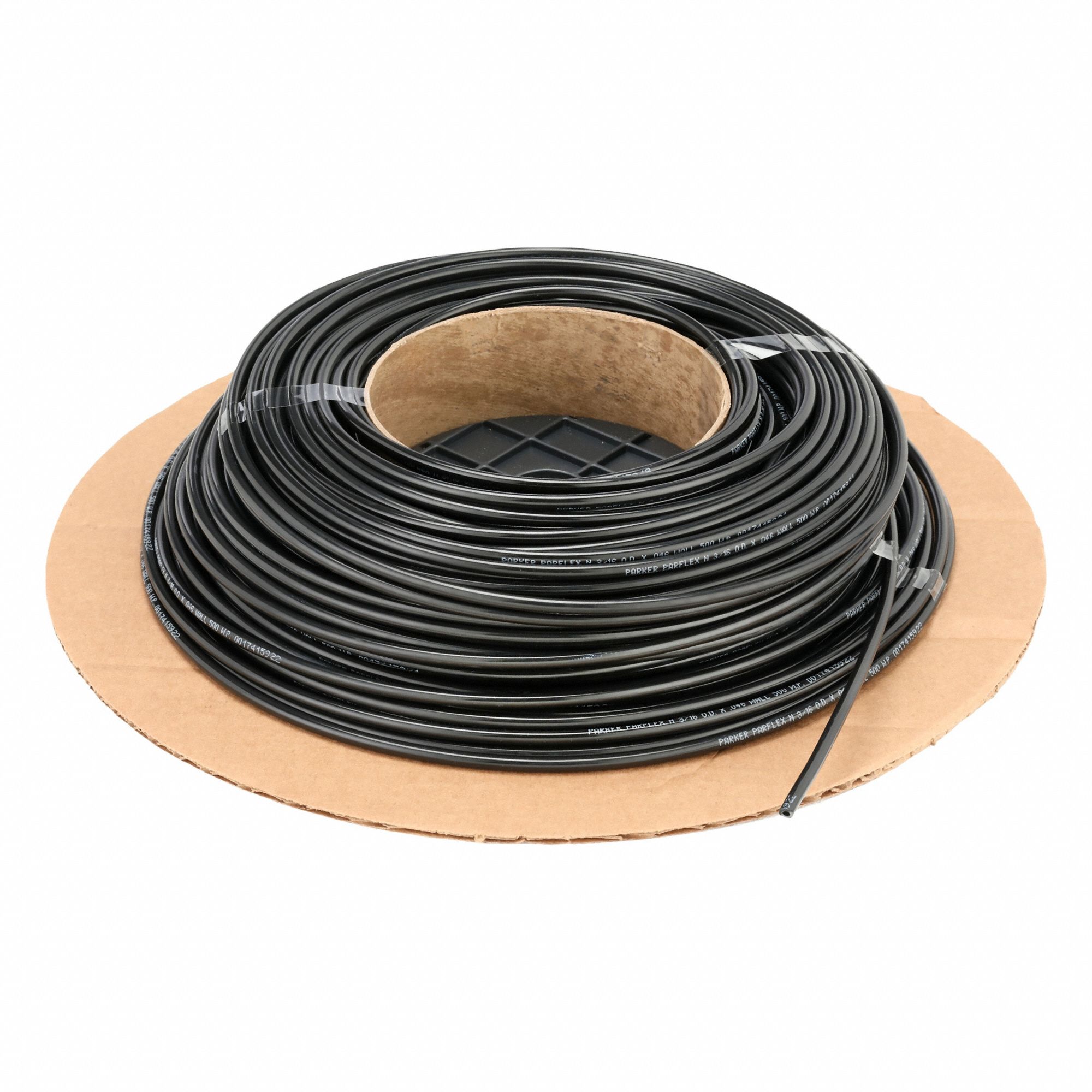 Tubing: Nylon, Black, 3/16 in OD, 3/32 in ID, 250 ft Lg, Shore D 62