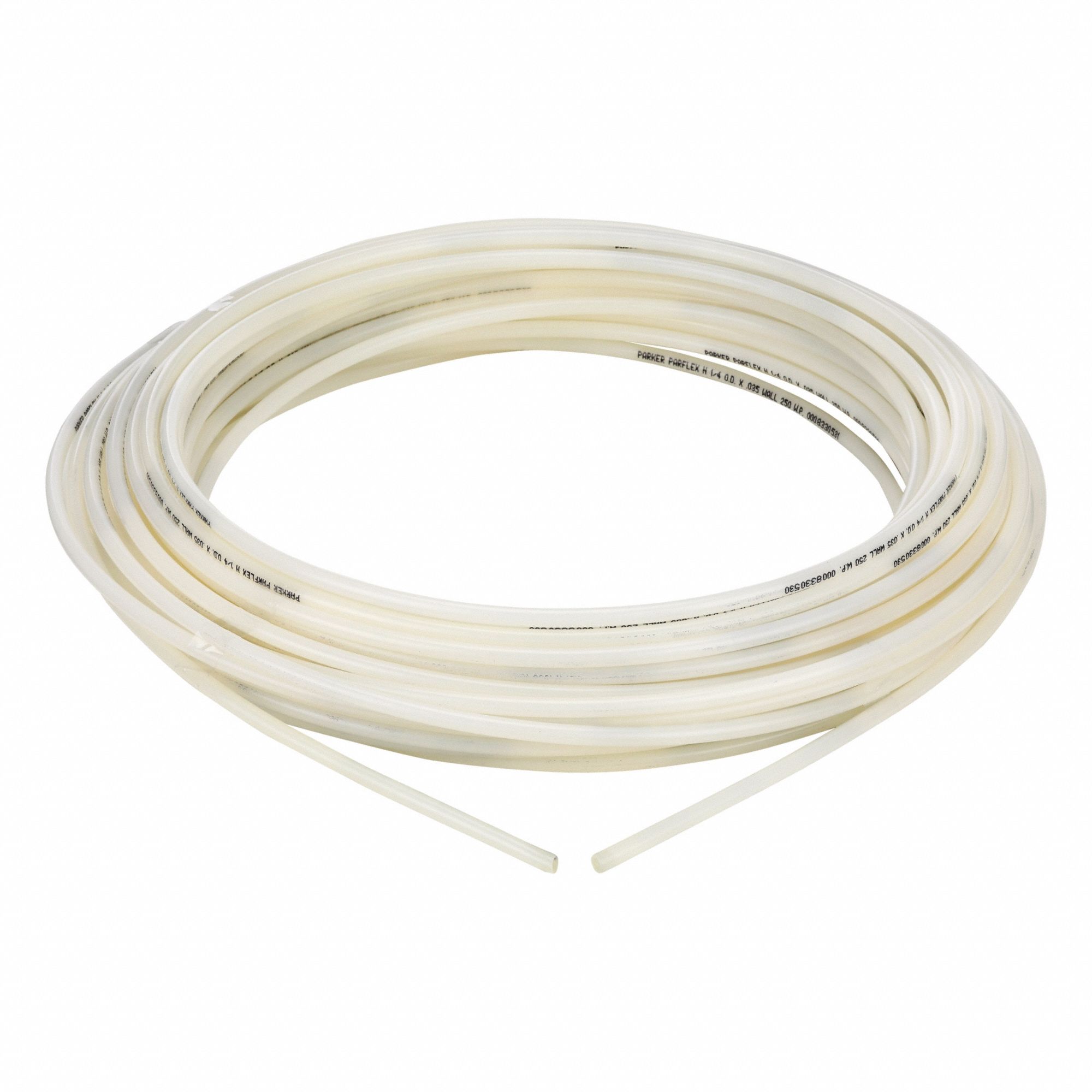 Tubing: Nylon, Beige, 1/4 in OD, 3/16 in ID, 100 ft Lg, Shore D 62