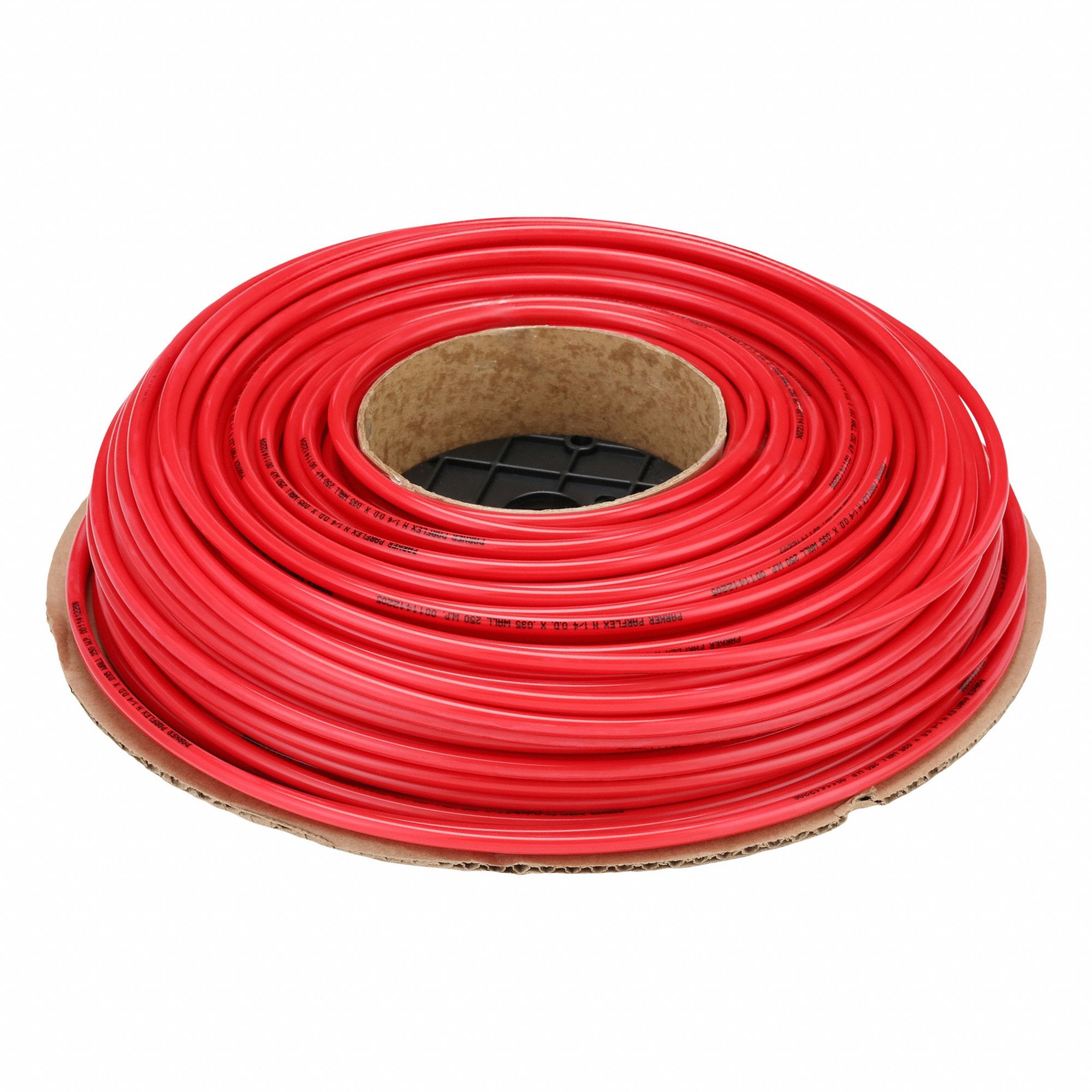 Tubing: Nylon, Red, 1/4 in OD, 3/16 in ID, 250 ft Lg, Shore D 62